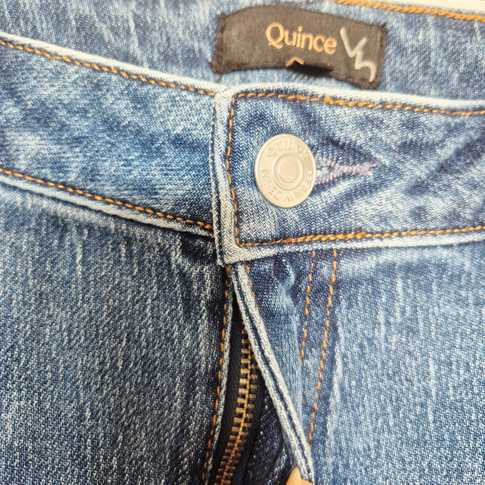 NWT Quince Bella Stretch Relaxed Straight Wide Leg Jeans Organic Cotton Blue 31 - Thumbnail 7