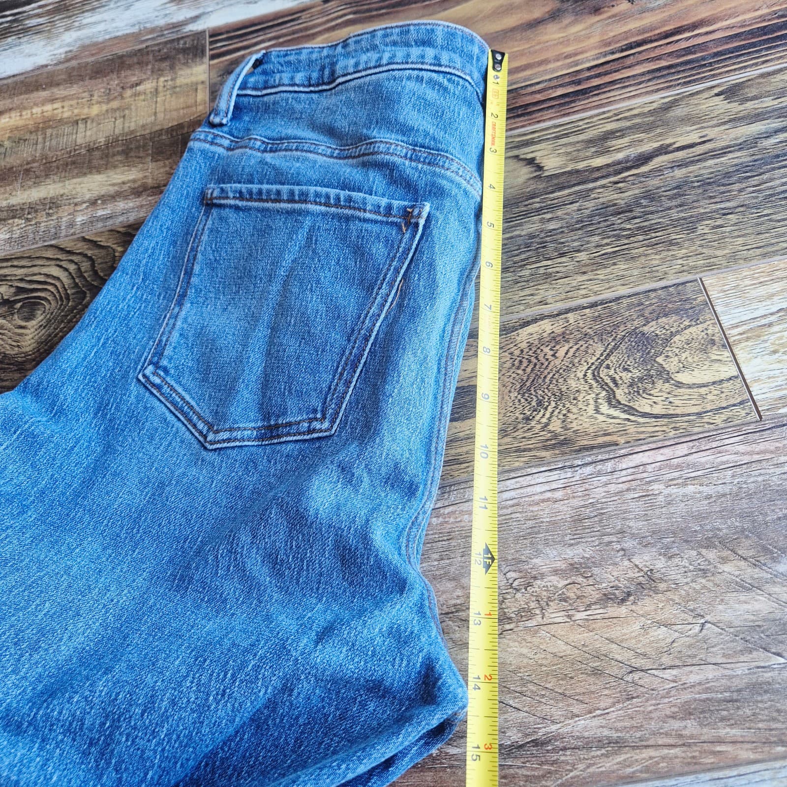 NWT Quince Bella Stretch Relaxed Straight Wide Leg Jeans Organic Cotton Blue 31 - Thumbnail 13