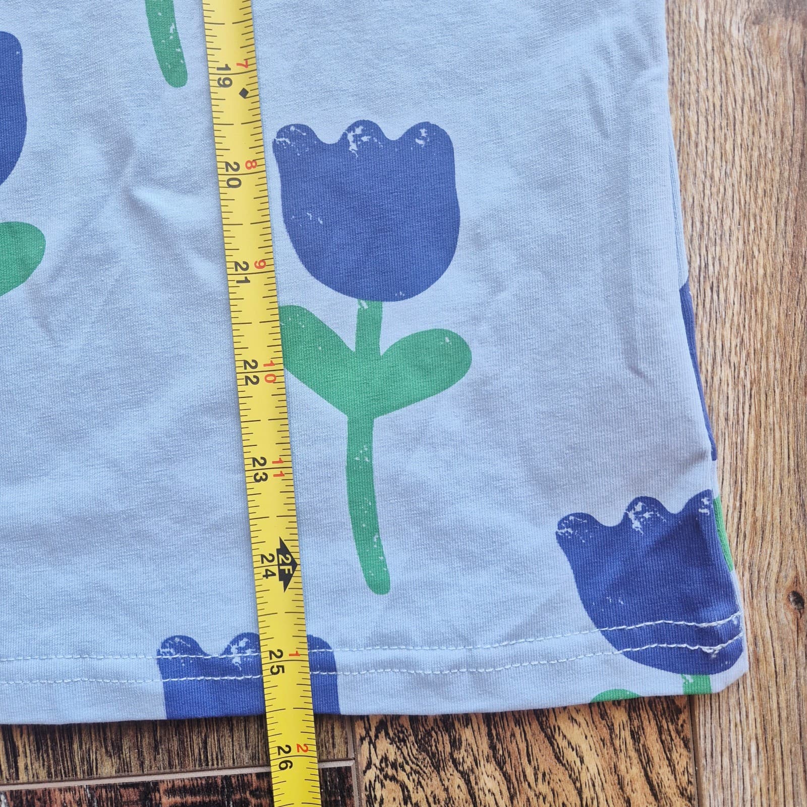 NWT Wynken Bird Blue Onda Tulips Tee-Shirt Snap Short Sleeve Cotton Kids 8Y - Thumbnail 11