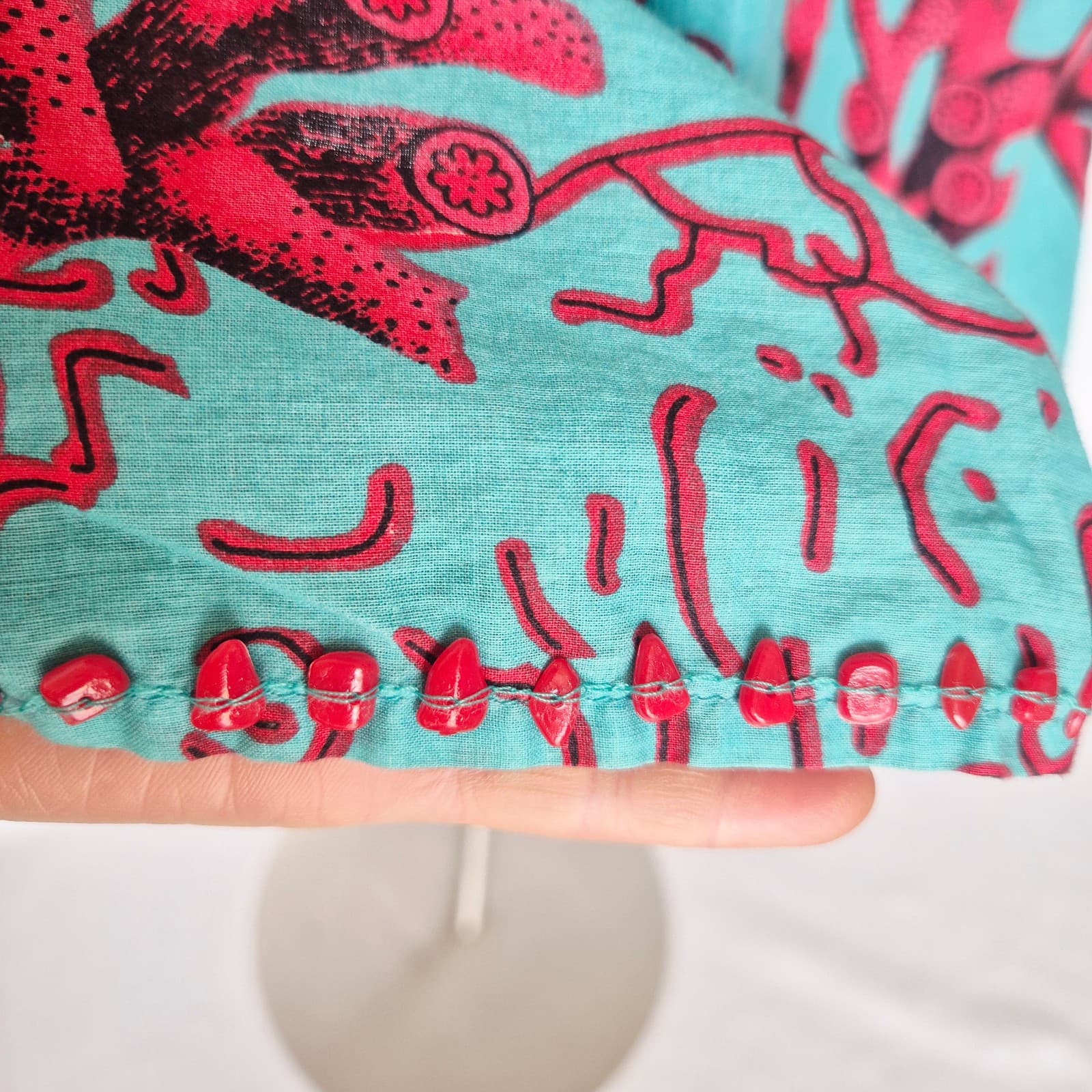 Soft Surroundings Seychelles Coral Embellished Coral-Fish Tunic Blouse Blue Sz.M - Thumbnail 7