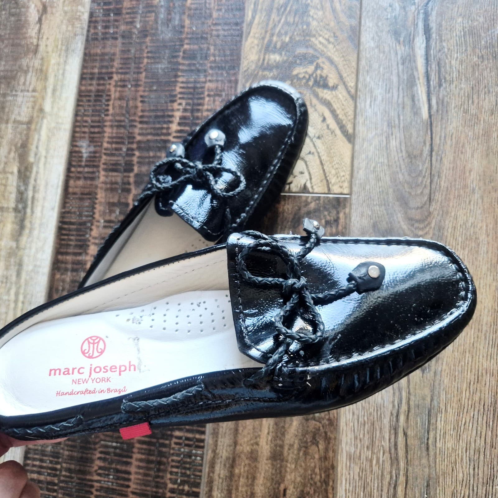 Marc Joseph New York Black Patent Leather Pacific Mule Braided-Bow Cushioned US7 - Thumbnail 3