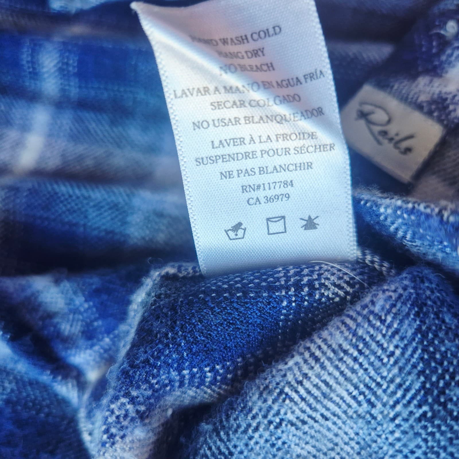Rails Hunter Patriot Sky Plaid Flannel Button-Up Shirt Long Sleeve Pocket Size M - Thumbnail 7