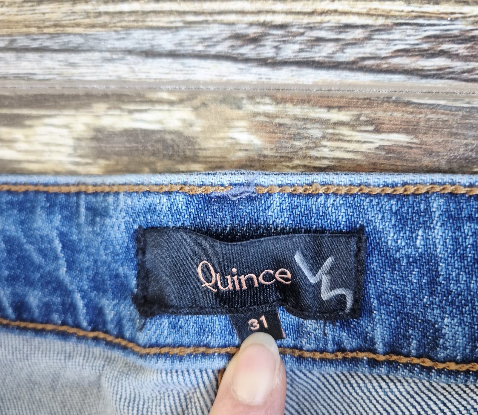 NWT Quince Bella Stretch Relaxed Straight Wide Leg Jeans Organic Cotton Blue 31 - Thumbnail 8