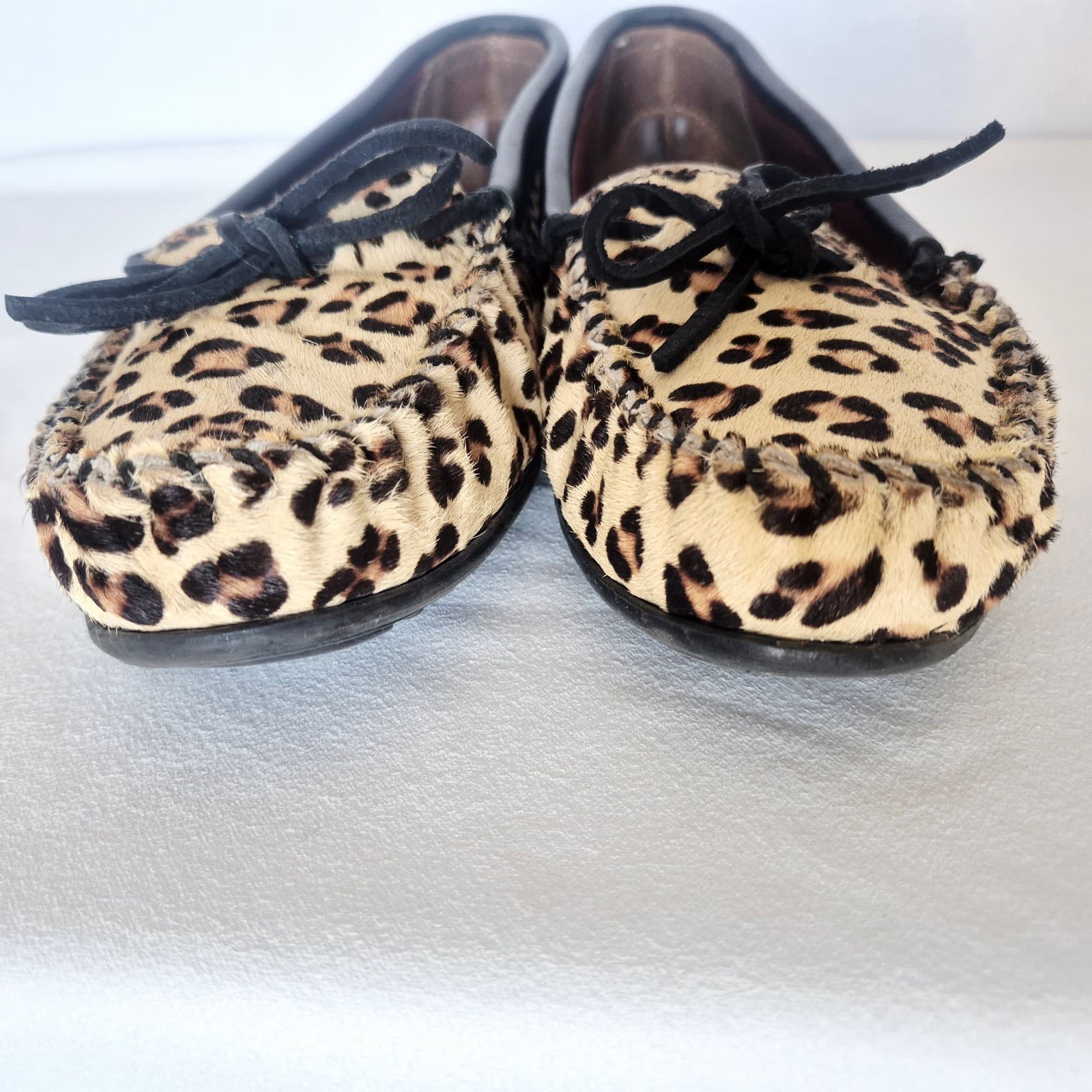 Minnetonka Leopard Leahter Dyed Calf Hair Moccasins Loafer Slip-On Women's US8 - Thumbnail 7