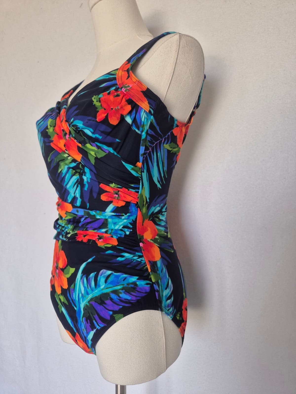 Miraclesuit Midnight Samoan Sunset Sanibel One Piece Swimsuit Ruched Slim Sz.12 - Thumbnail 4