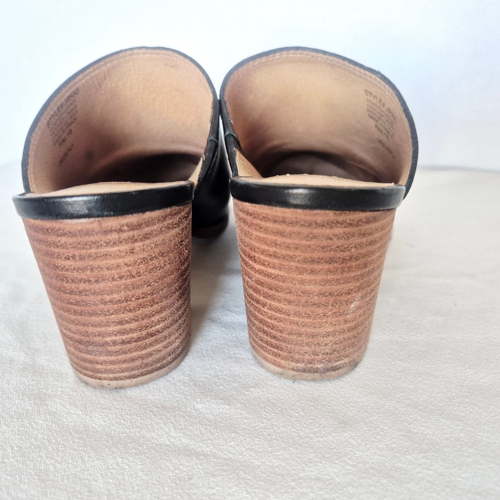 Madewell Harper Black Leather Mules 3" Stacked Heels Cushioned Women's 8.5 J8560 - Thumbnail 7