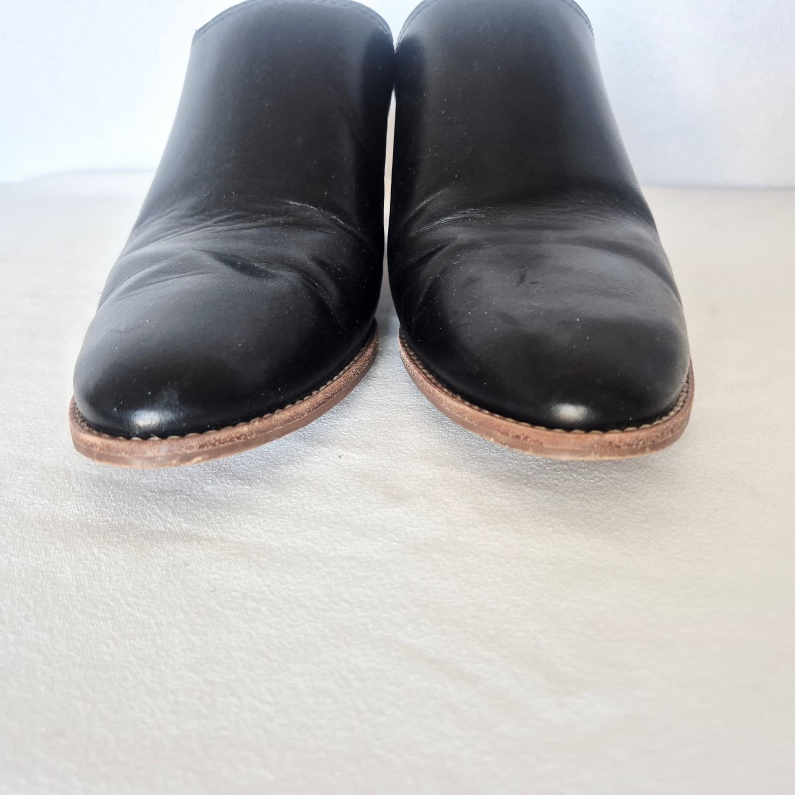 Madewell Harper Black Leather Mules 3" Stacked Heels Cushioned Women's 8.5 J8560 - Thumbnail 8