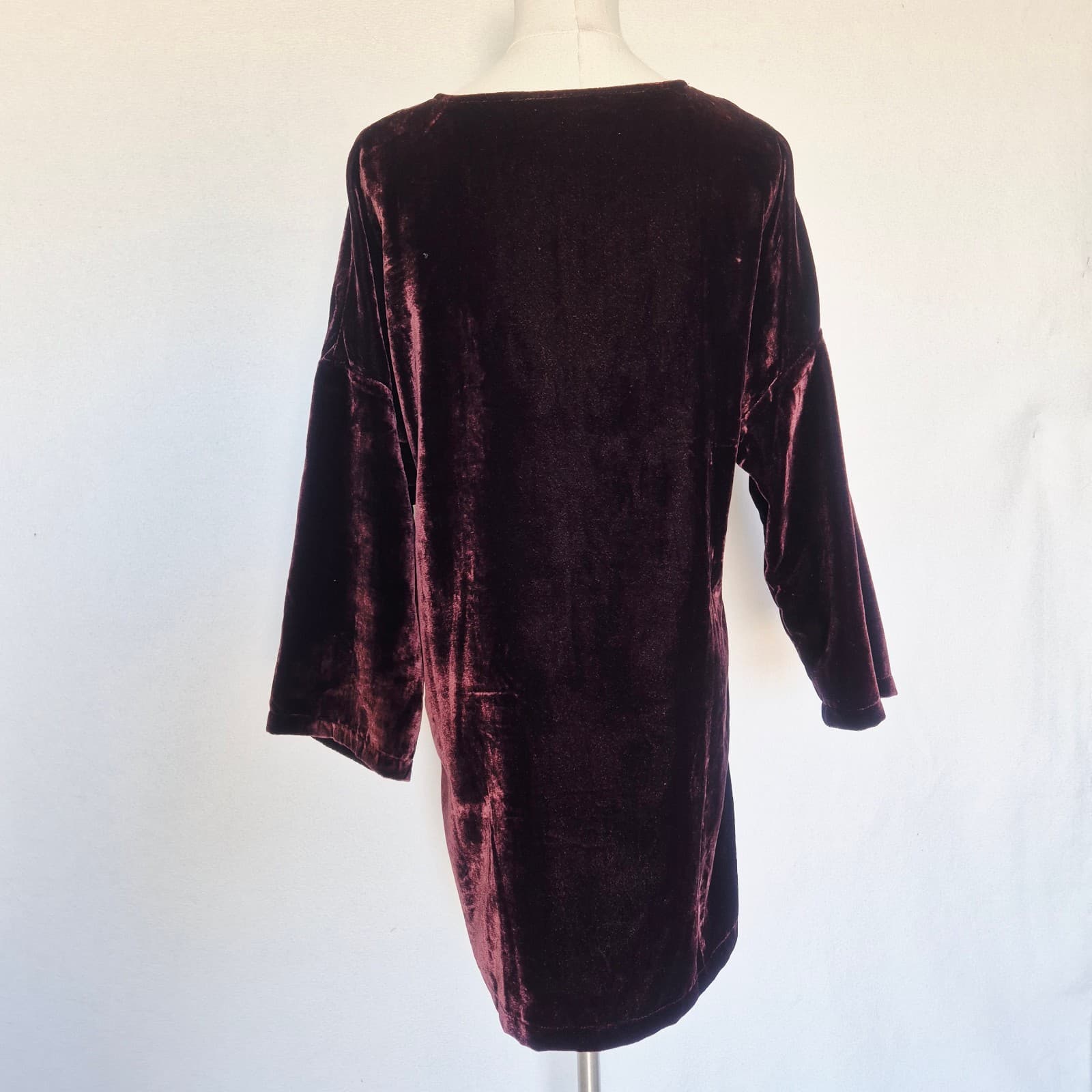 Soft Surroundings Floral Embroidered Velvet Tunic Blouse Pocket Burgundy Size M - Thumbnail 6