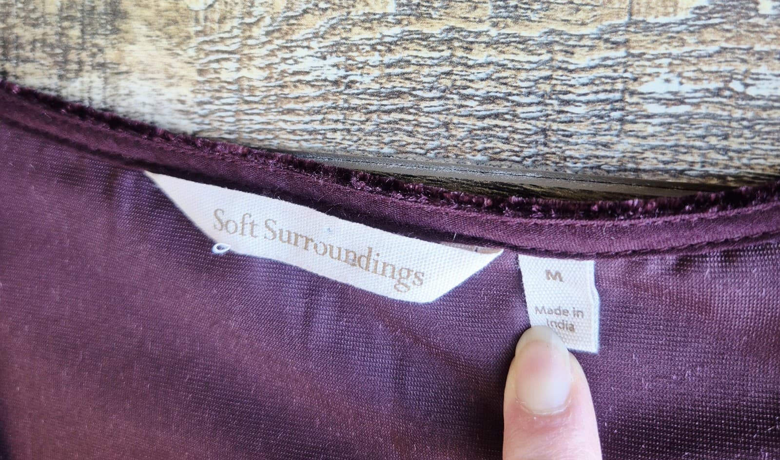 Soft Surroundings Floral Embroidered Velvet Tunic Blouse Pocket Burgundy Size M - Thumbnail 7