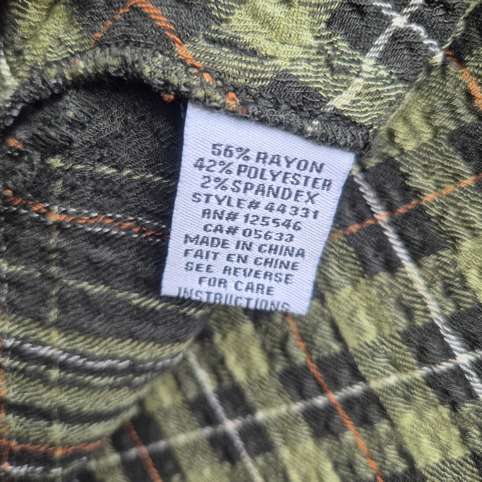 Habitat Crinkle Texture Green Plaid Tunic Top Button Roll-Tap Sleeve Pocket Sz.M - Thumbnail 11