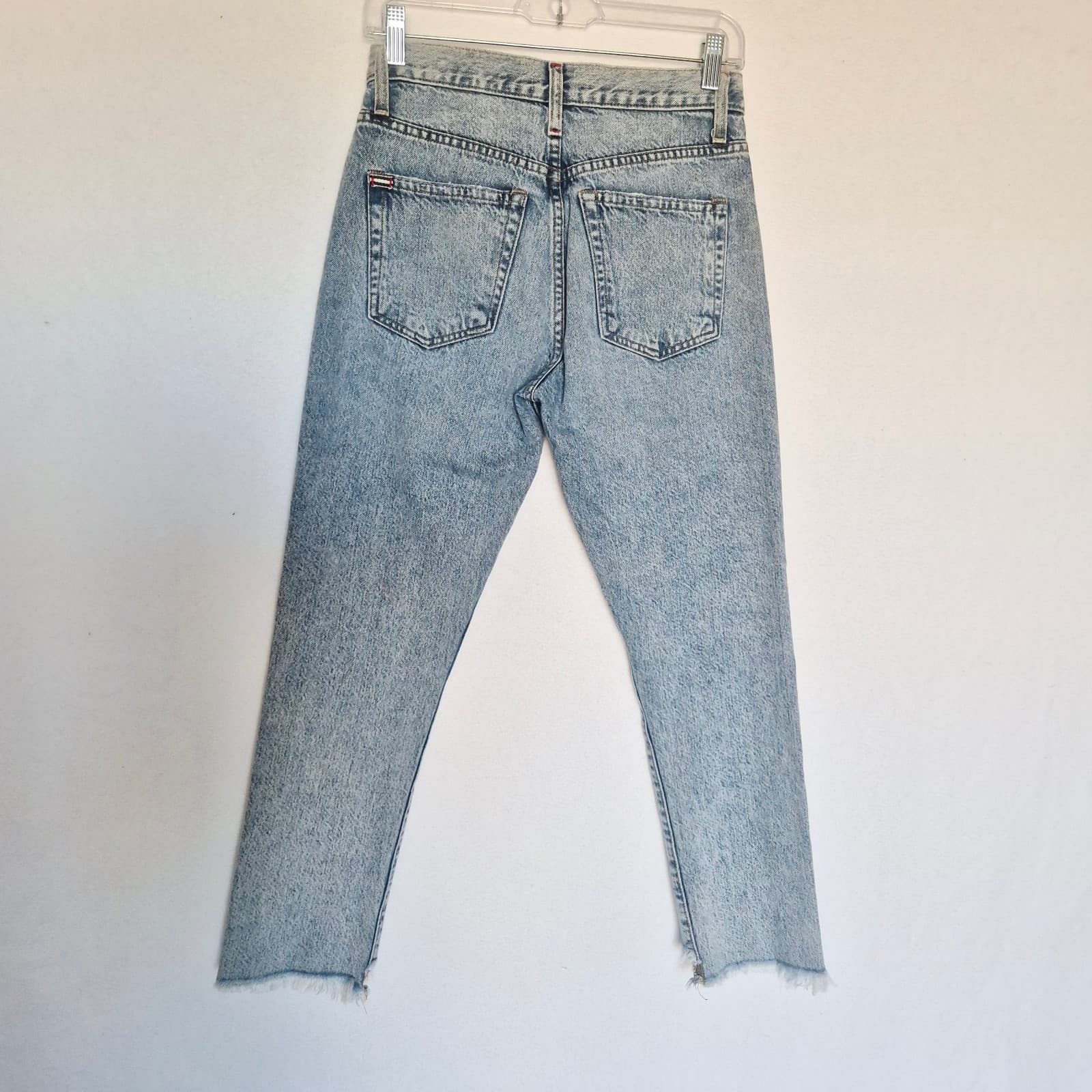 AO.LA Alice+Olivia Amazing High Rise Slim Girlfriend Jeans Frayed Light Wash 25 - Thumbnail 5