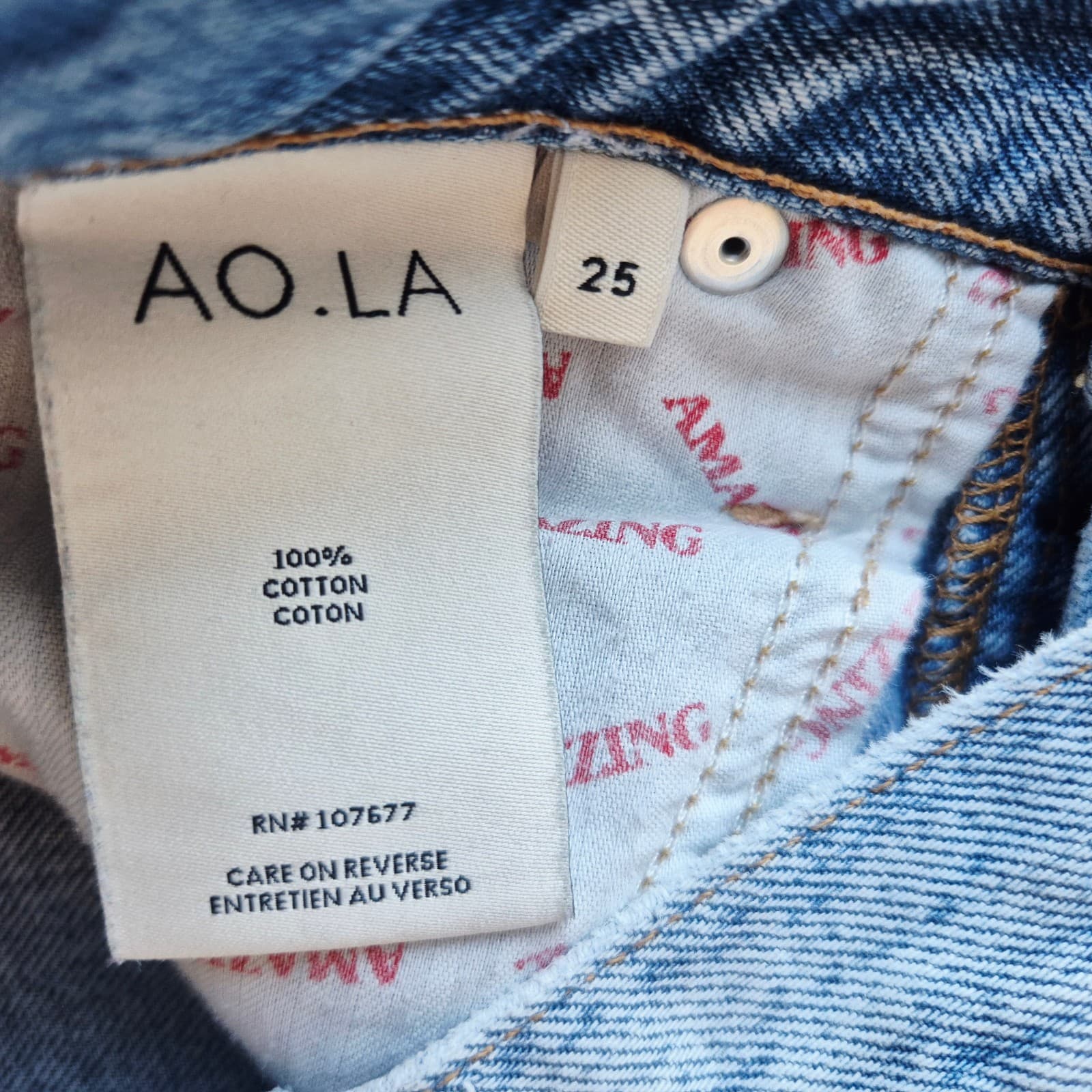 AO.LA Alice+Olivia Amazing High Rise Slim Girlfriend Jeans Frayed Light Wash 25 - Thumbnail 8