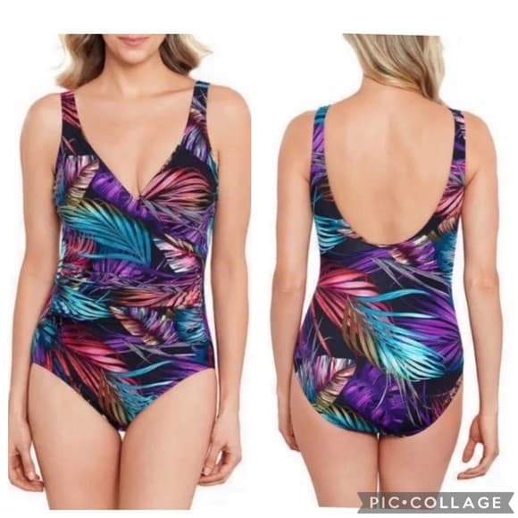 Miradonna by Miraclesuit Palms Multi Tummy Control One Piece Swimsuit Women's 14 - Thumbnail 6