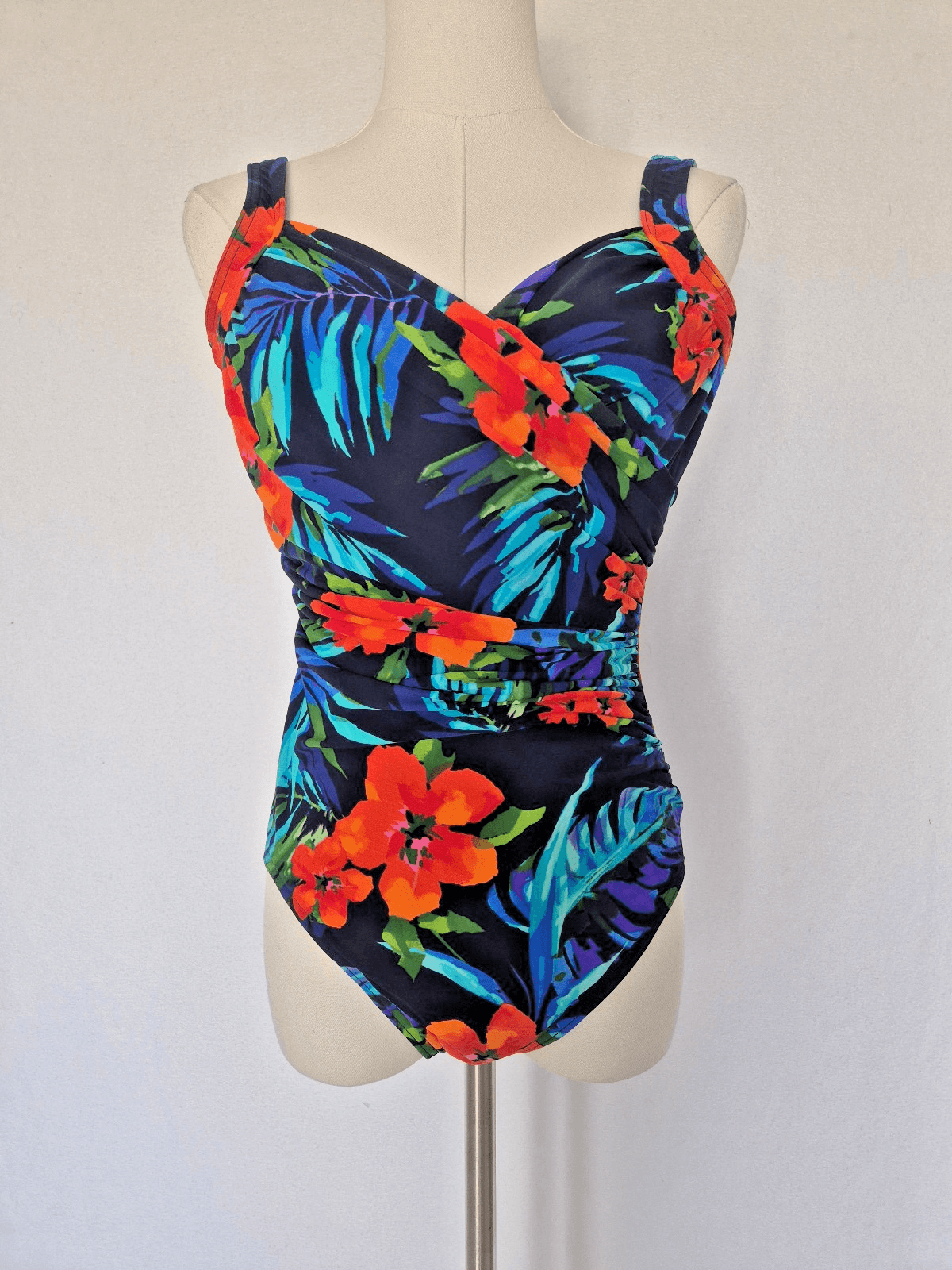 Miraclesuit Midnight Samoan Sunset Sanibel One Piece Swimsuit Ruched Slim Sz.12 - Thumbnail 3