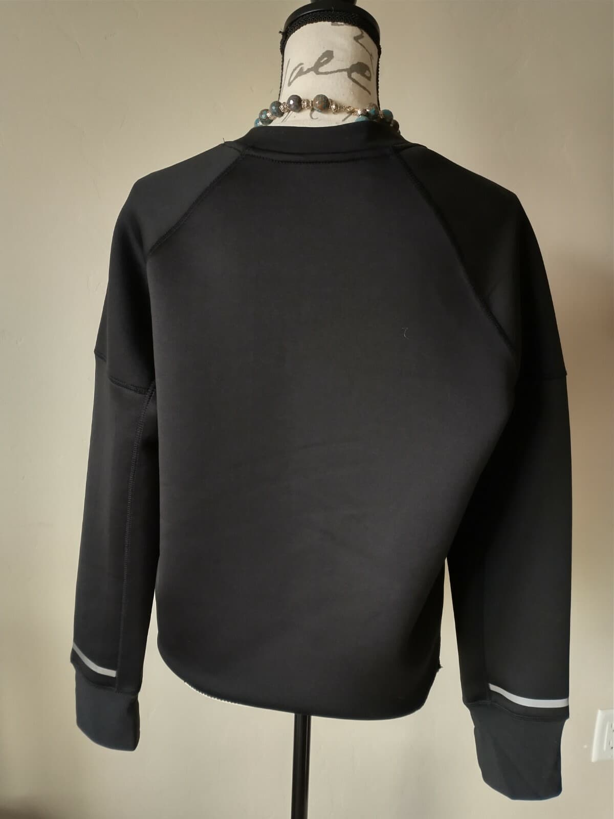 NWT BEBE Sport Women Scuba Sweatshirt Pullover Logo Crewneck Black Sz.M $99 - Thumbnail 6