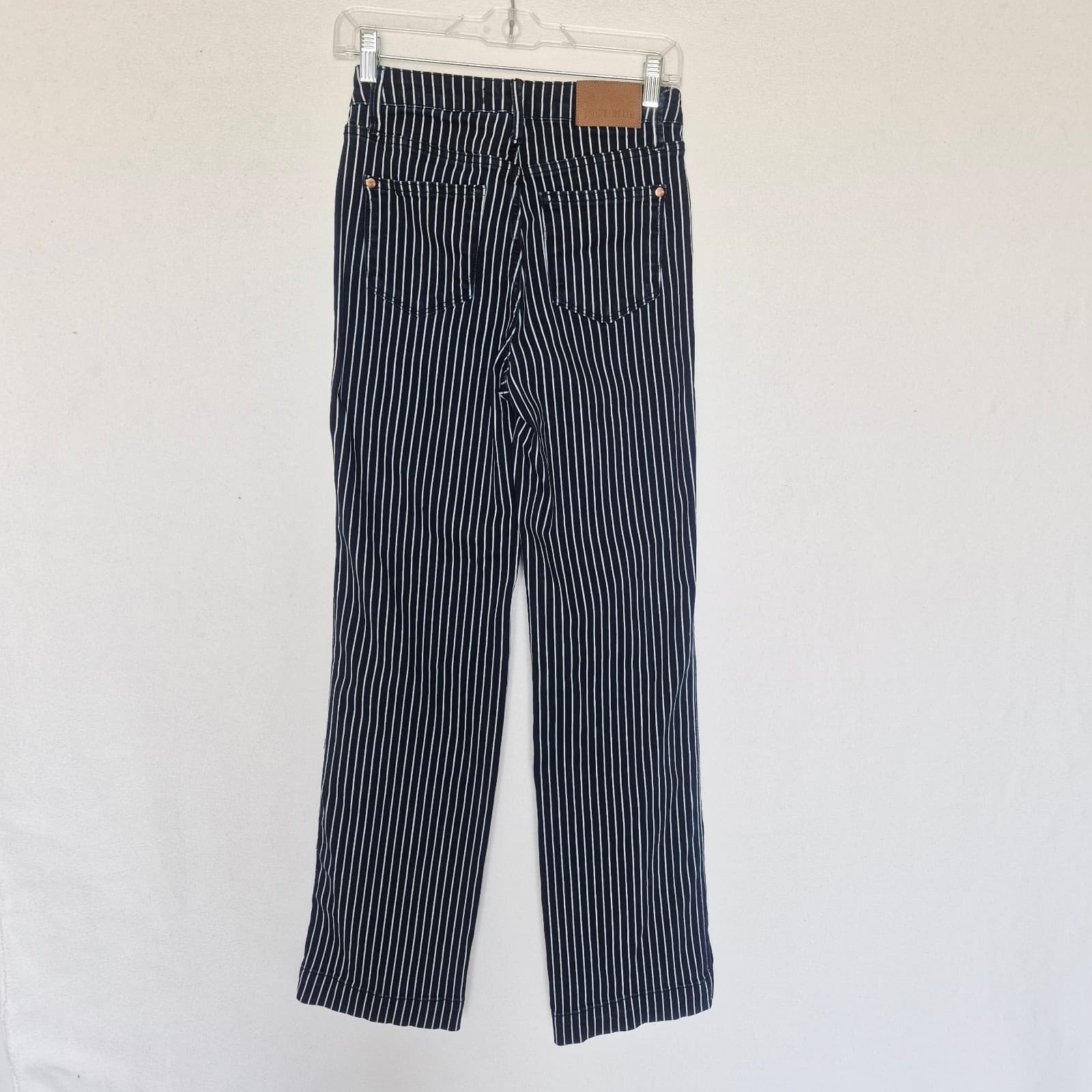 JUDY BLUE High Waist Tummy Control Blue White Striped Straight Jeans Womens 3/26 - Thumbnail 8