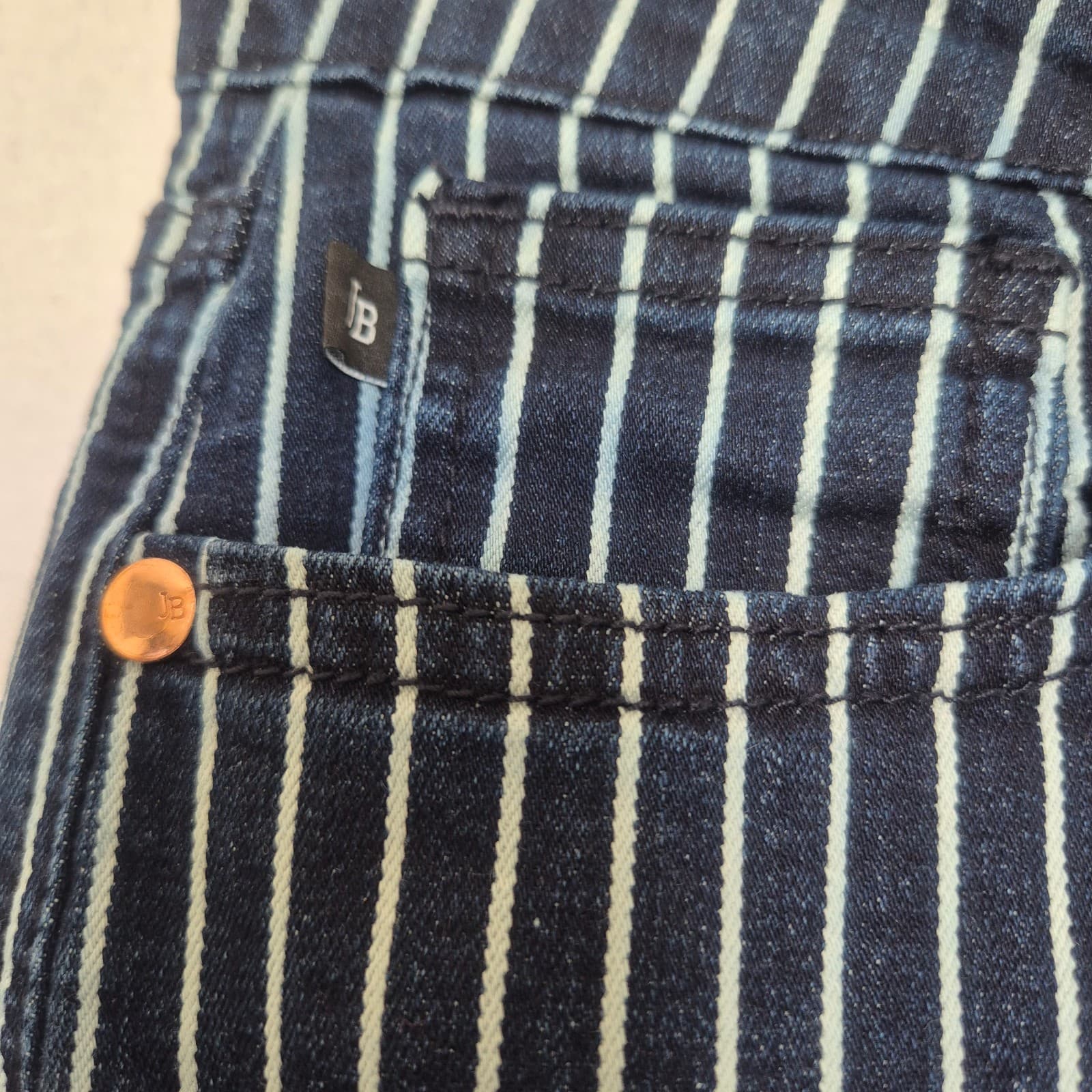 JUDY BLUE High Waist Tummy Control Blue White Striped Straight Jeans Womens 3/26 - Thumbnail 7