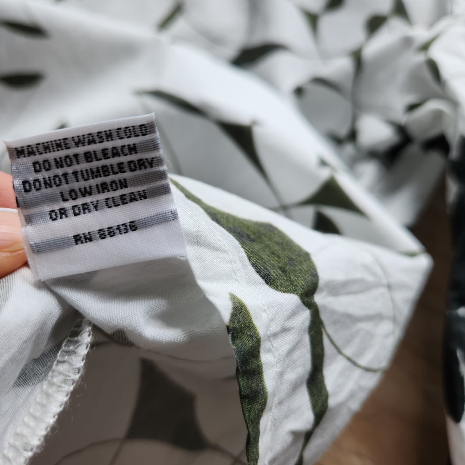 Bryn Walker Etta Fiori Floral Blouse Funnel Neck 3/4 Sleeve Cotton Green White M - Thumbnail 10