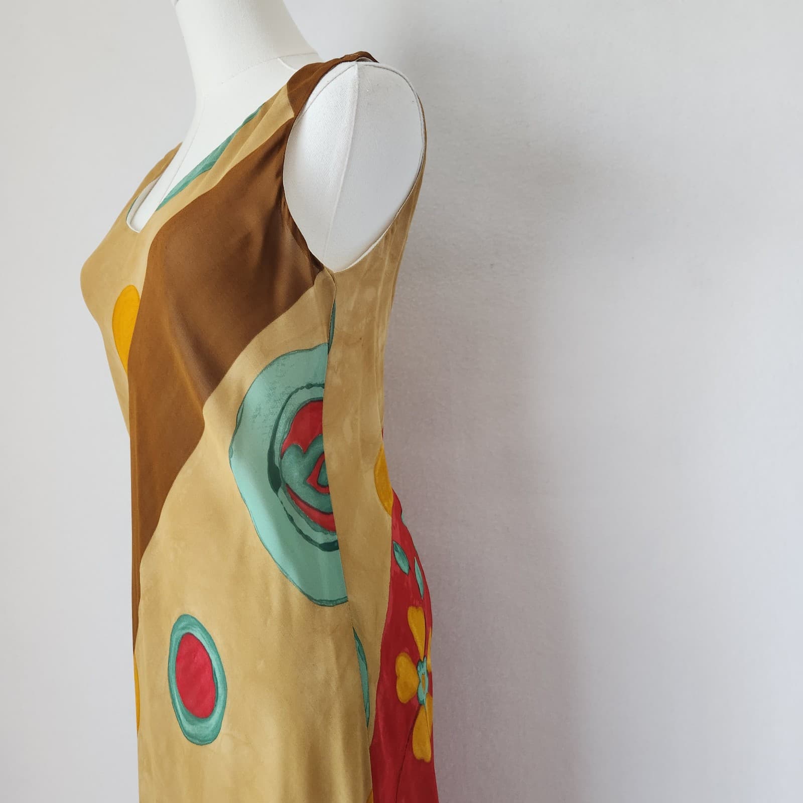 Vintage Y2K Tessuto USA Made Rayon Chiffon Maxi Dress Sleeveless Multicolor Sz.P - Thumbnail 4