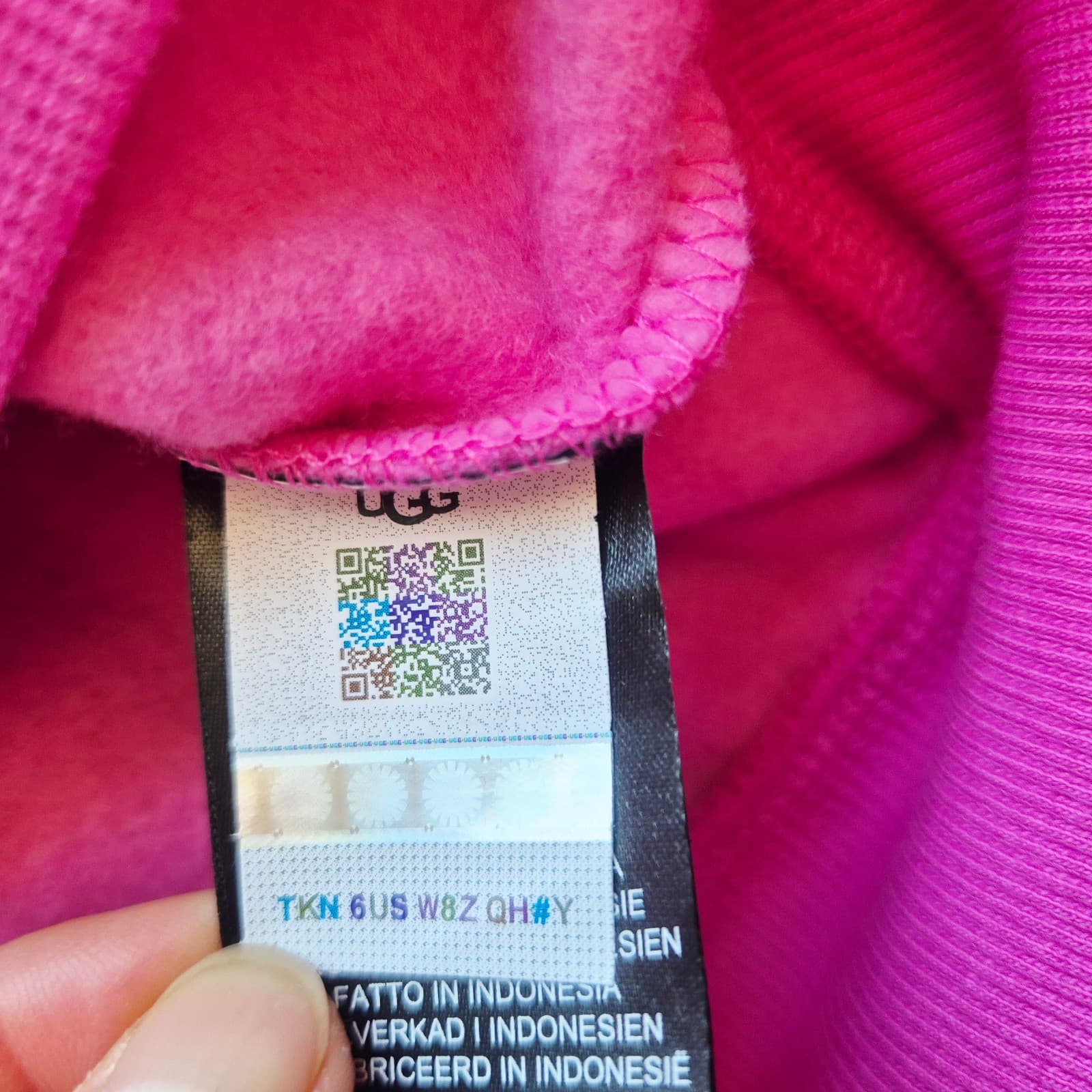 NWoT UGG Logo Spell-Out Crew Neck Sweatshirt Relaxed Fleece Lined Pink Women's S - Thumbnail 12