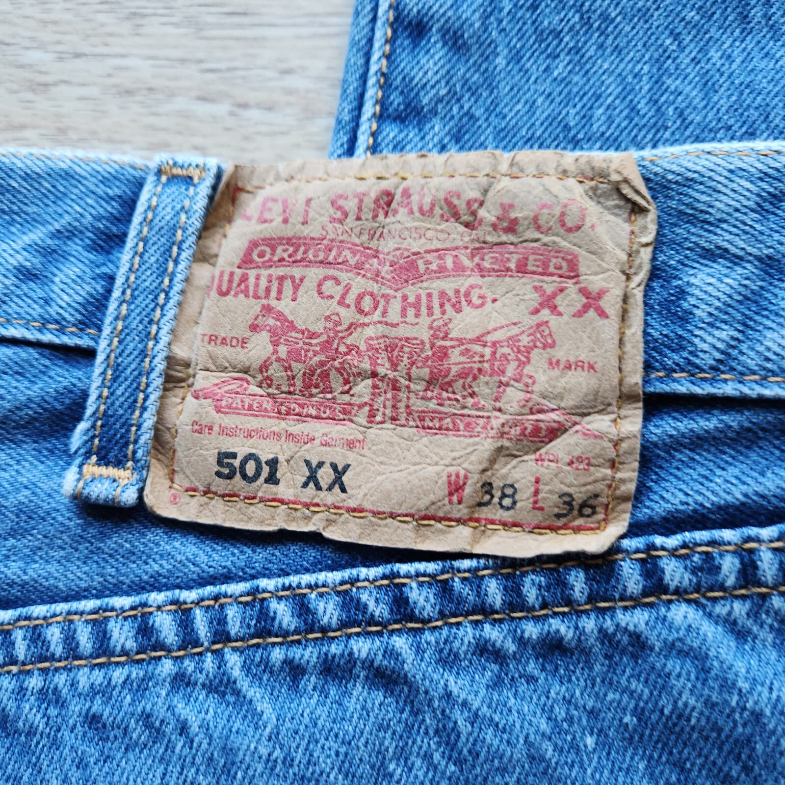 Levi's 501XX 2003 Straight Leg Jeans Button Fly Blue 100% Cotton Men Sz.38 - Thumbnail 8
