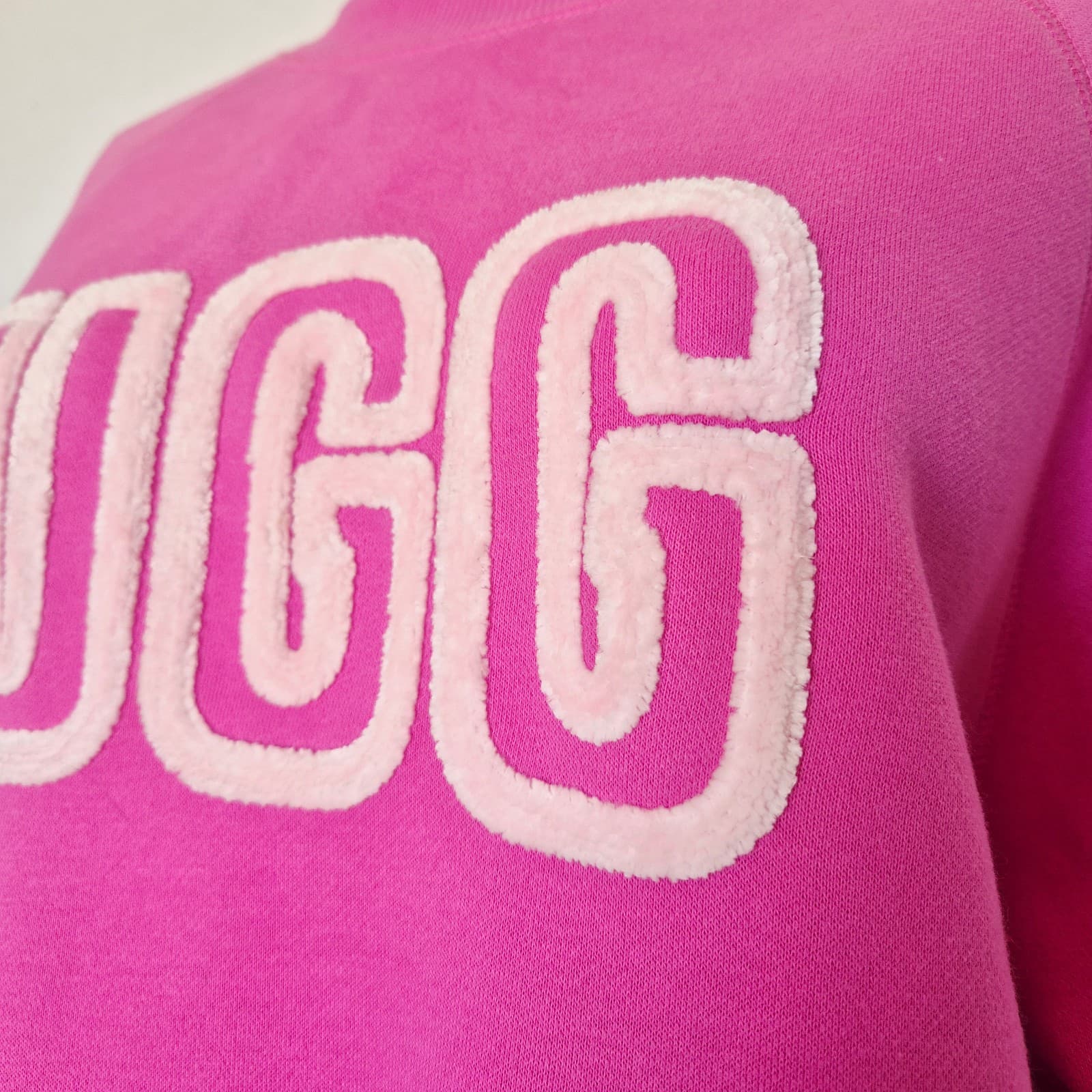 NWoT UGG Logo Spell-Out Crew Neck Sweatshirt Relaxed Fleece Lined Pink Women's S - Thumbnail 7