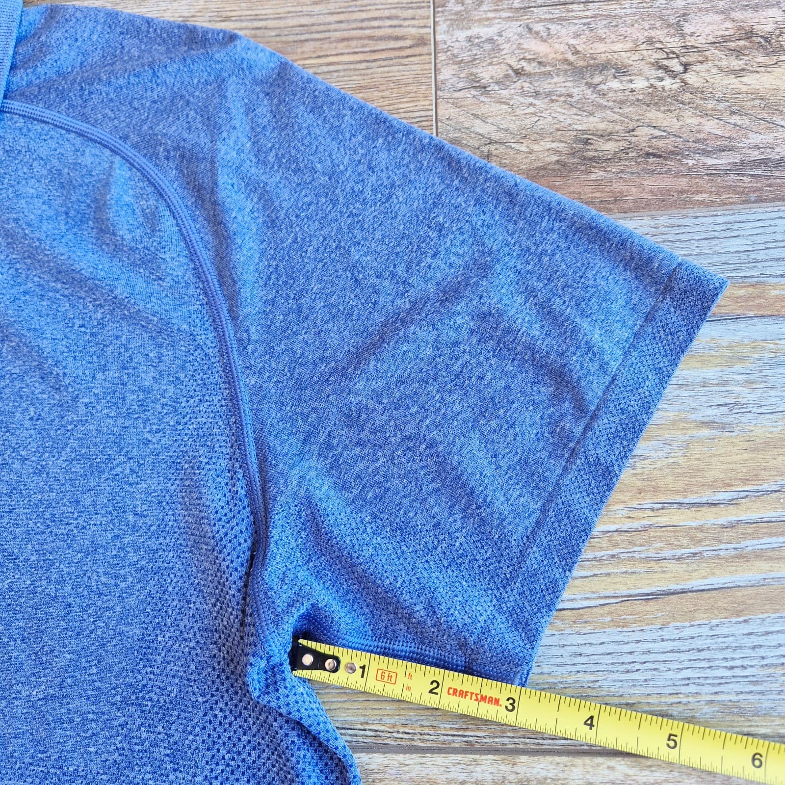 Lululemon Metal Vent Tech Short Sleeve Polo Shirt Mesh Breathable Blue Men's L - Thumbnail 9