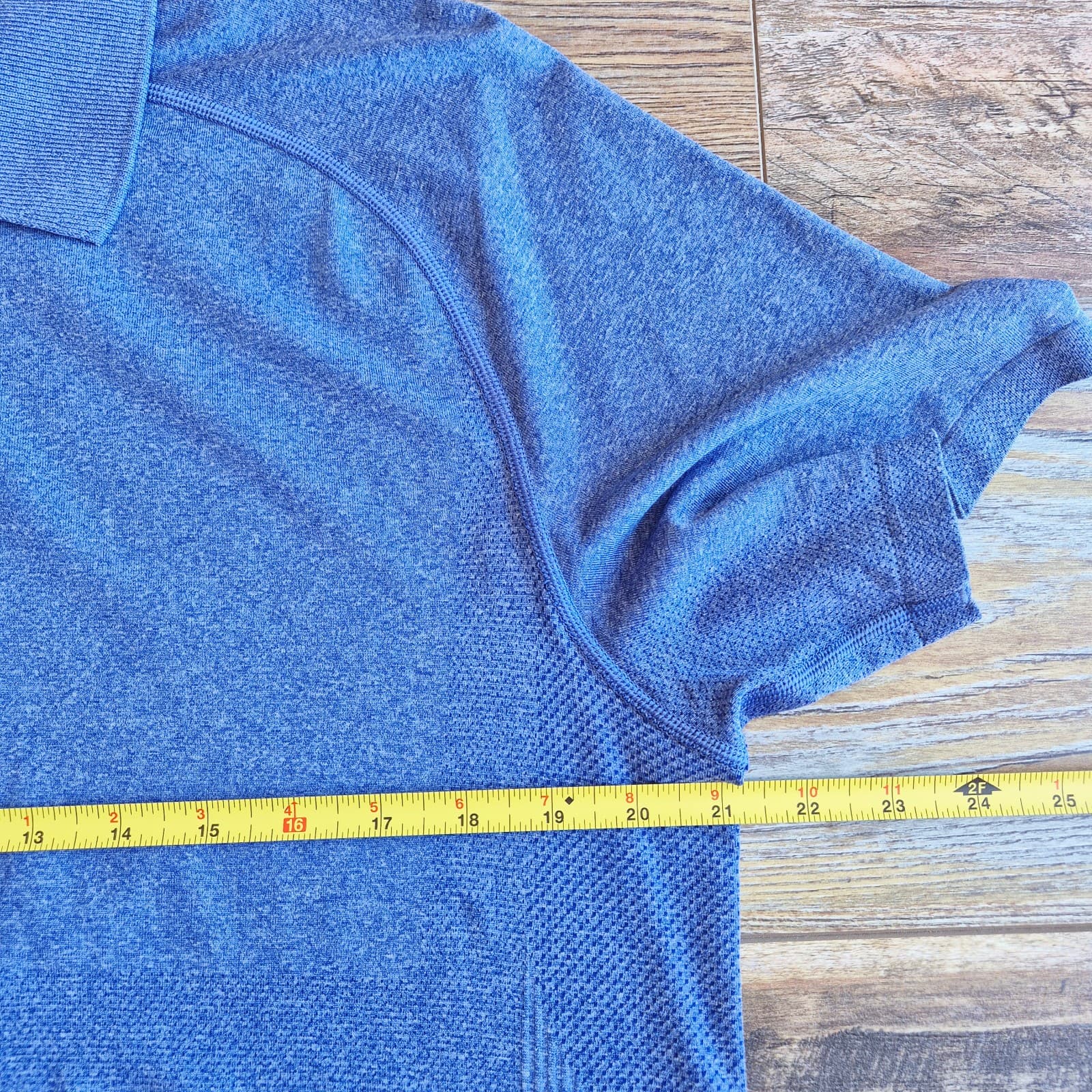 Lululemon Metal Vent Tech Short Sleeve Polo Shirt Mesh Breathable Blue Men's L - Thumbnail 10