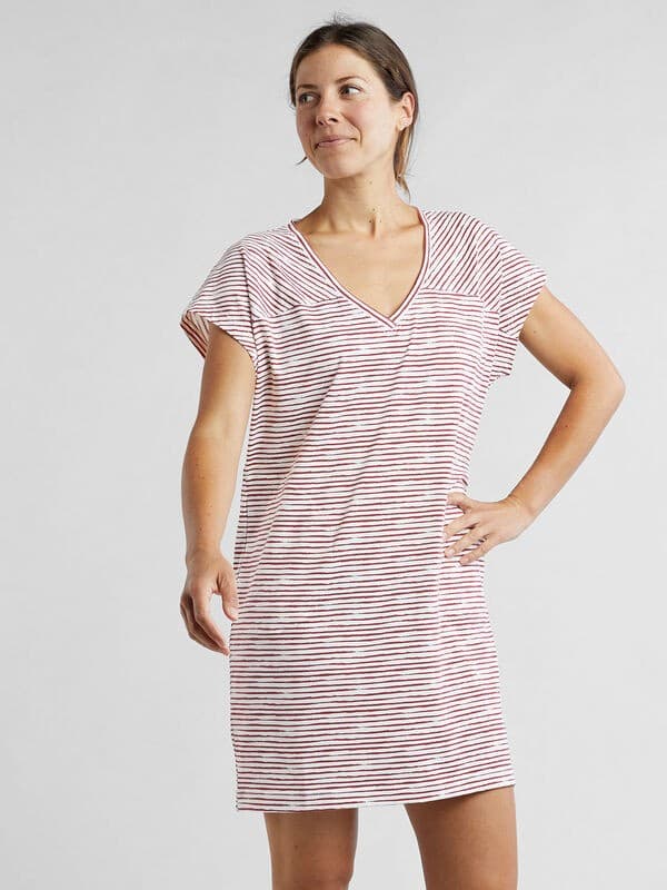 Title Nine Hiolani V Neck T-Shirt Dress Cap Sleeve Pocket Knit Blue Green Sz.L - Thumbnail 11