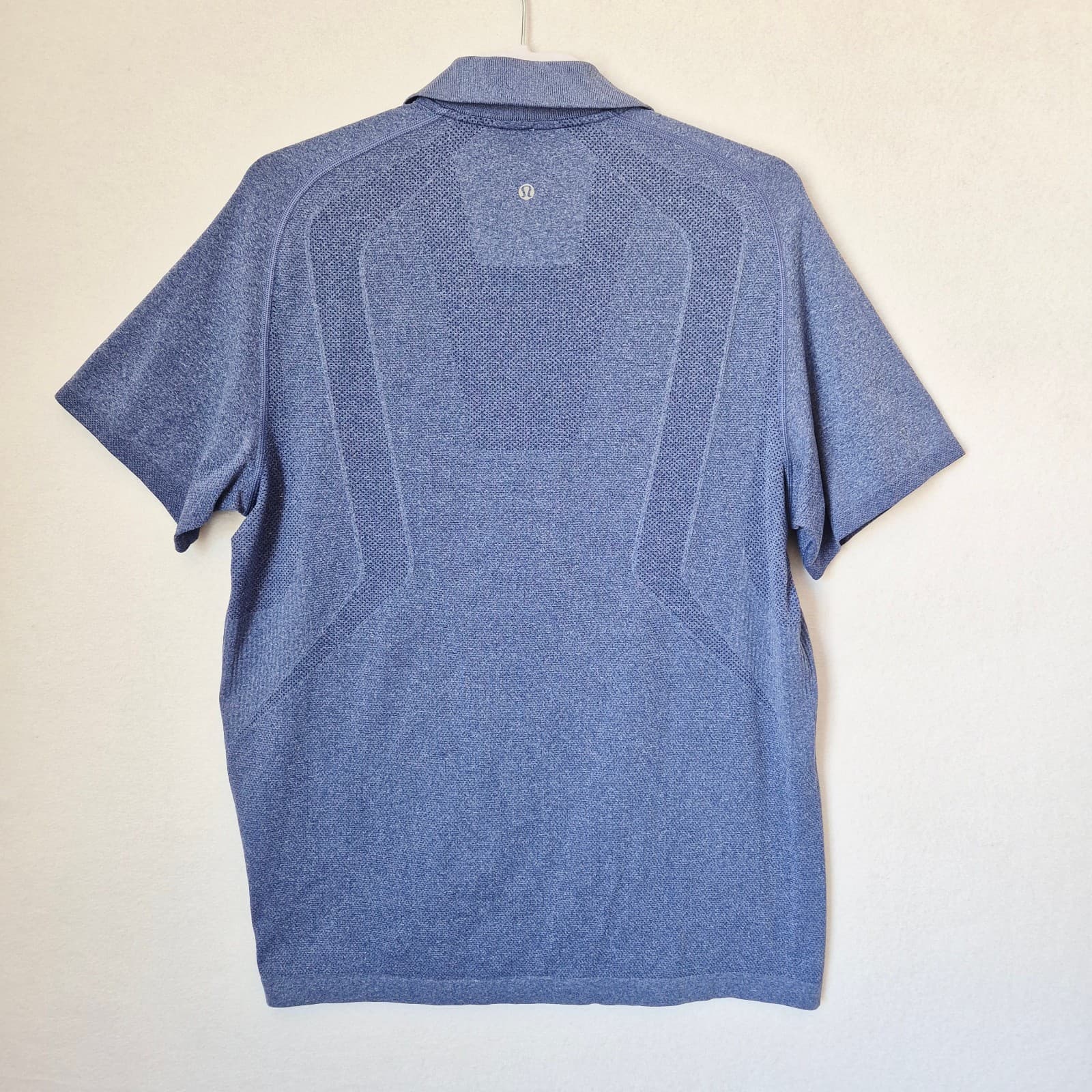 Lululemon Metal Vent Tech Short Sleeve Polo Shirt Mesh Breathable Blue Men's L - Thumbnail 6