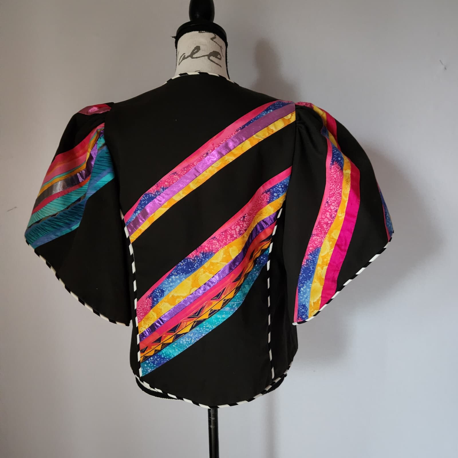 Vintage Marie Made in USA Southwest Bolero Jacket Short Sleeve Colorful Stripe M - Thumbnail 6