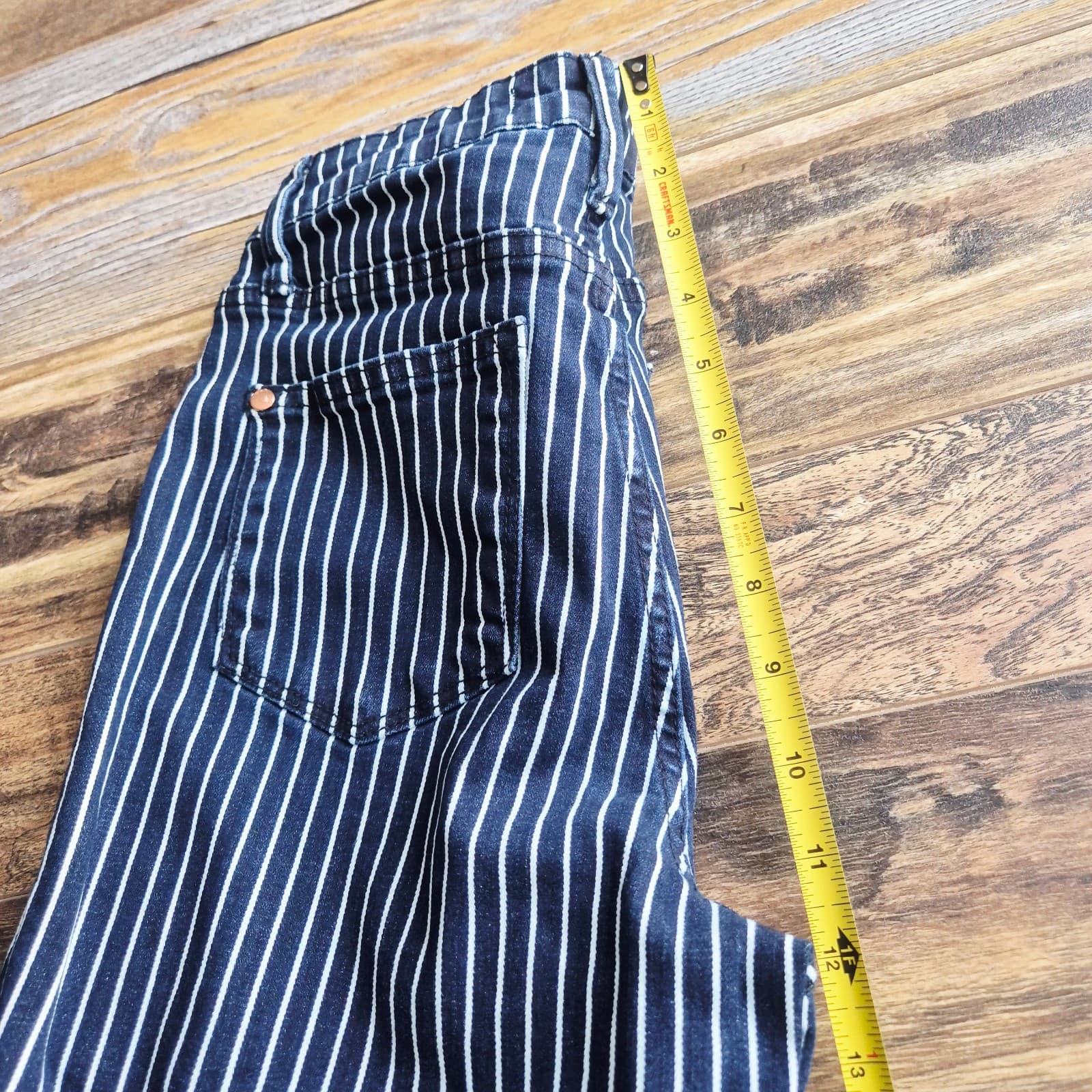 JUDY BLUE High Waist Tummy Control Blue White Striped Straight Jeans Womens 3/26 - Thumbnail 15