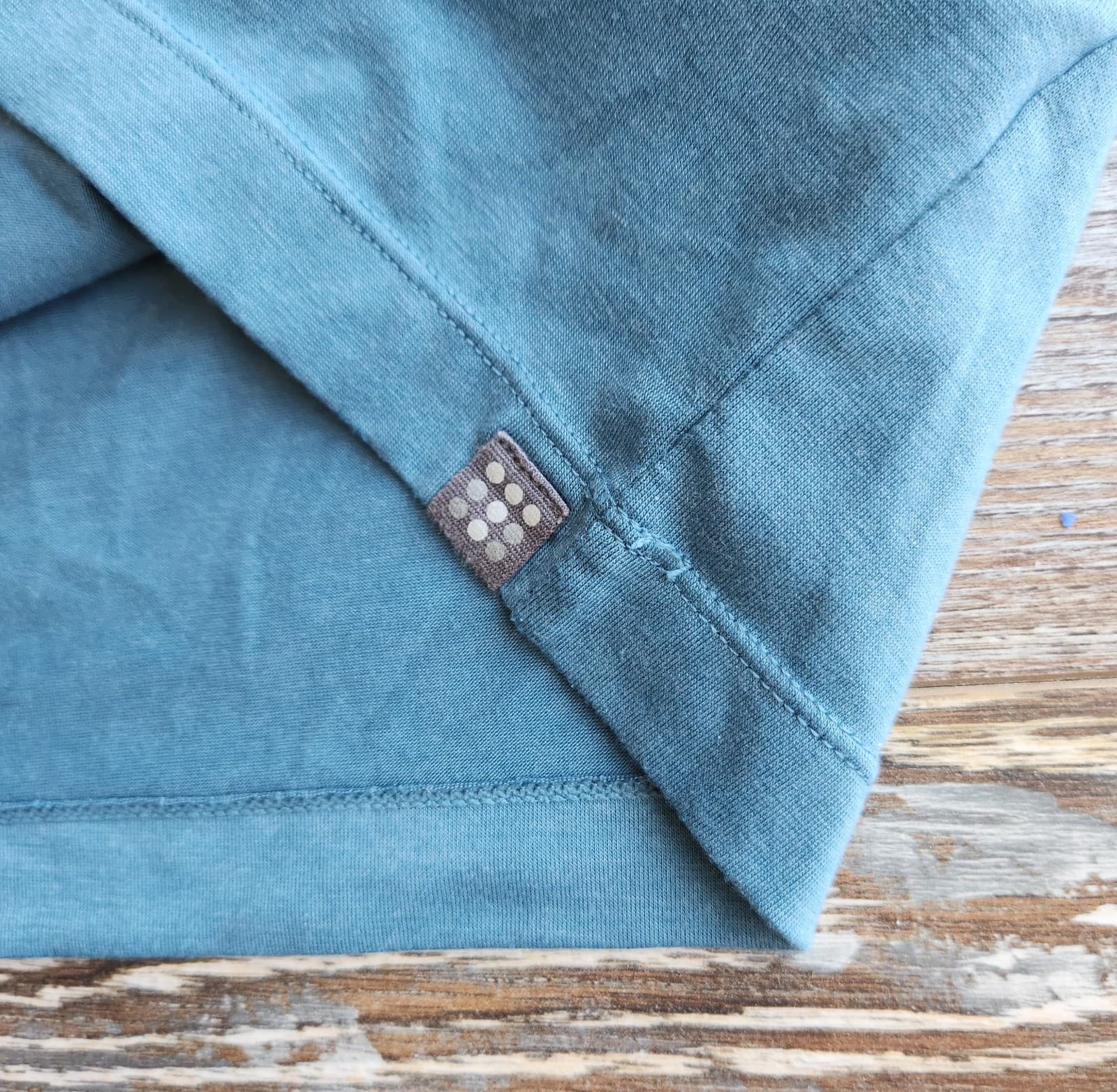 Title Nine Hiolani V Neck T-Shirt Dress Cap Sleeve Pocket Knit Blue Green Sz.L - Thumbnail 7