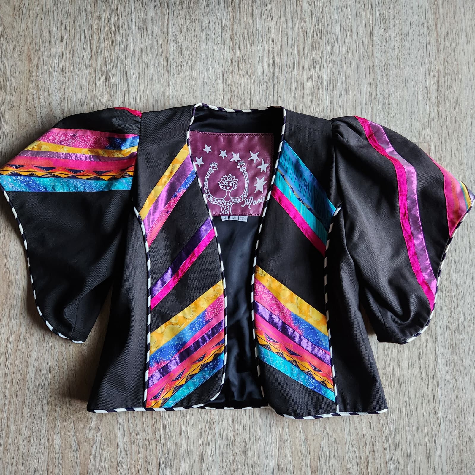 Vintage Marie Made in USA Southwest Bolero Jacket Short Sleeve Colorful Stripe M - Thumbnail 4