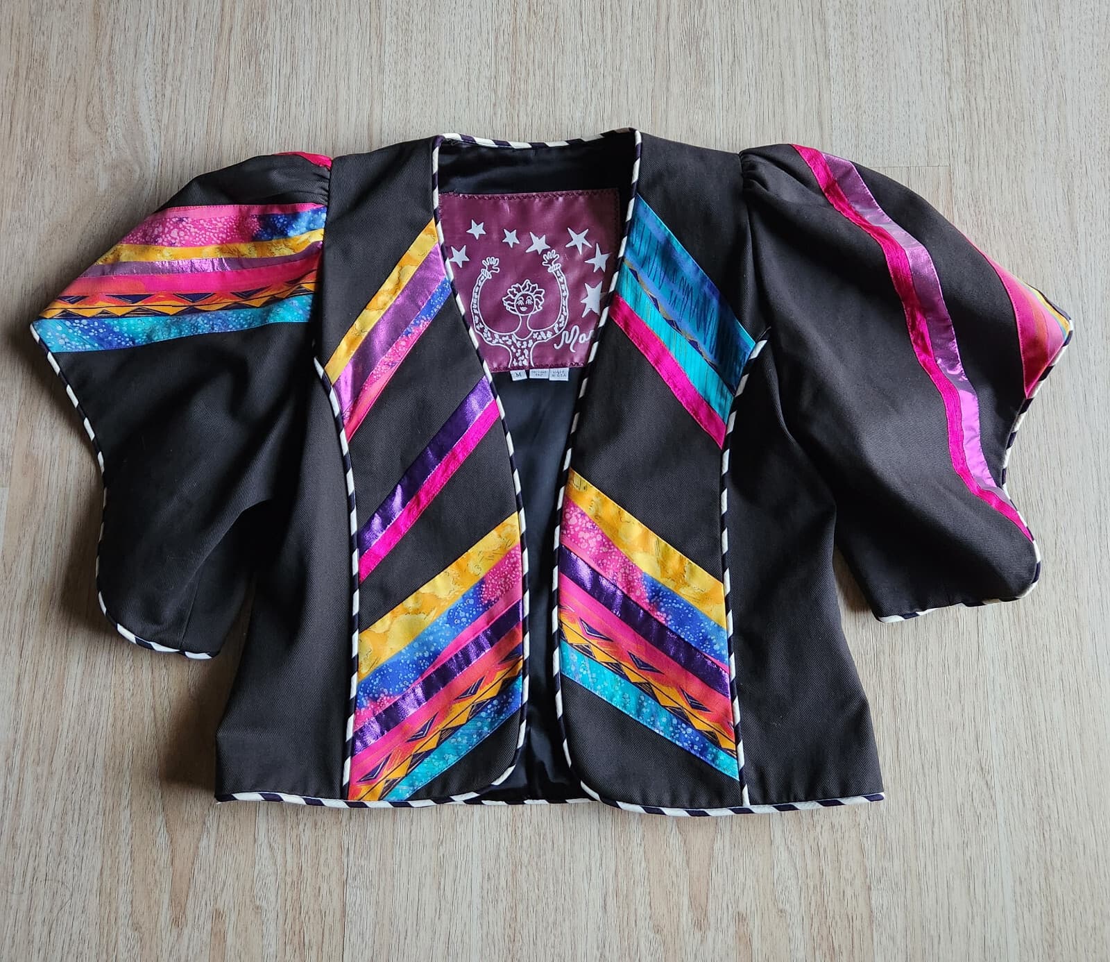 Vintage Marie Made in USA Southwest Bolero Jacket Short Sleeve Colorful Stripe M - Thumbnail 2