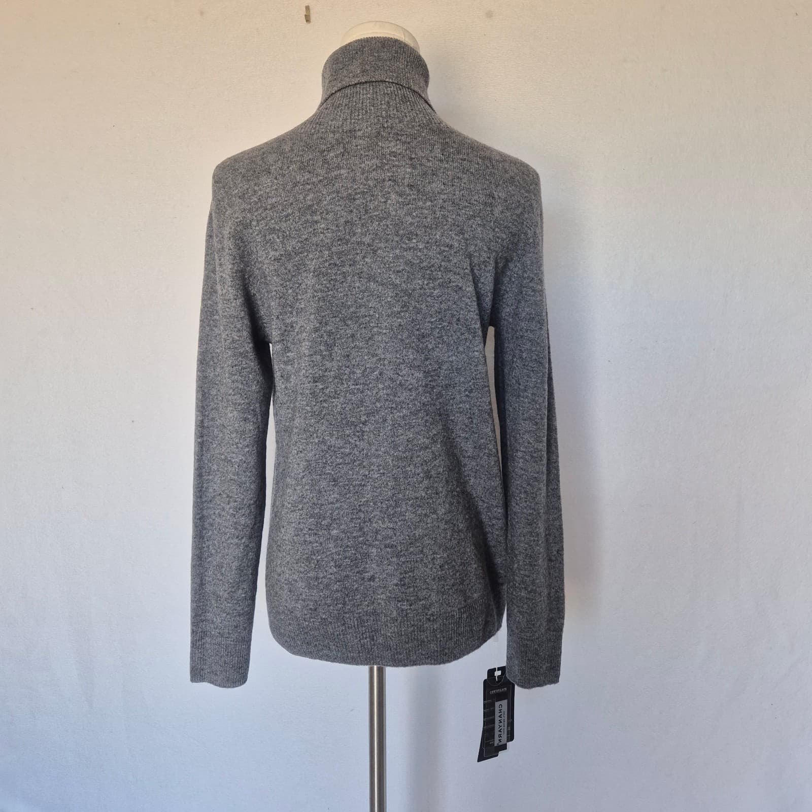 NWT Chanyarn 100% Superfine Merino Wool Turtleneck Sweater Grey Women's Small - Thumbnail 6