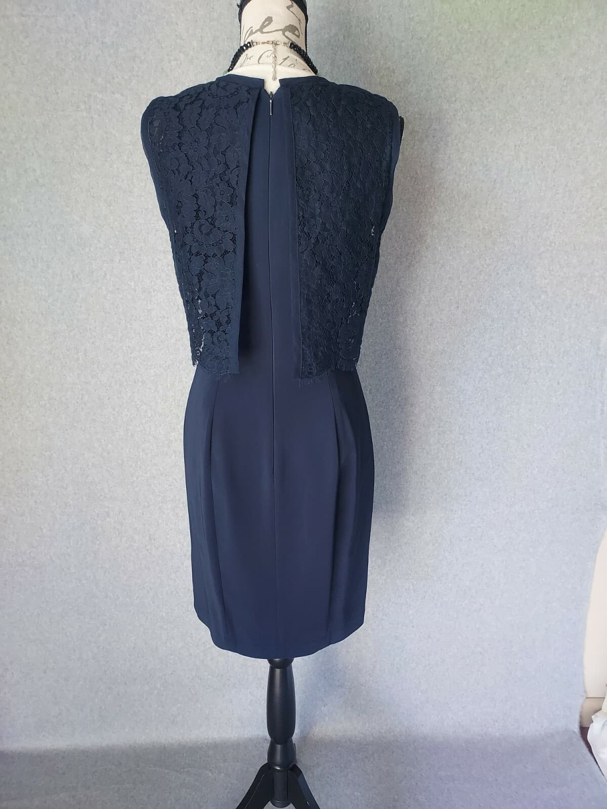 REBECCA TAYLOR Refined Suiting Lace Event Mini Dress Sleeveless Navy Blue Size 6 - Thumbnail 9