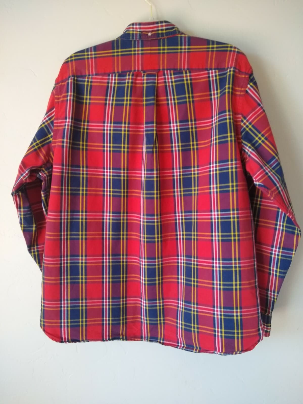 LANDS' END Cotton Shirt Long Sleeves Buttons Plaid Red Sz.L (16) - Thumbnail 2