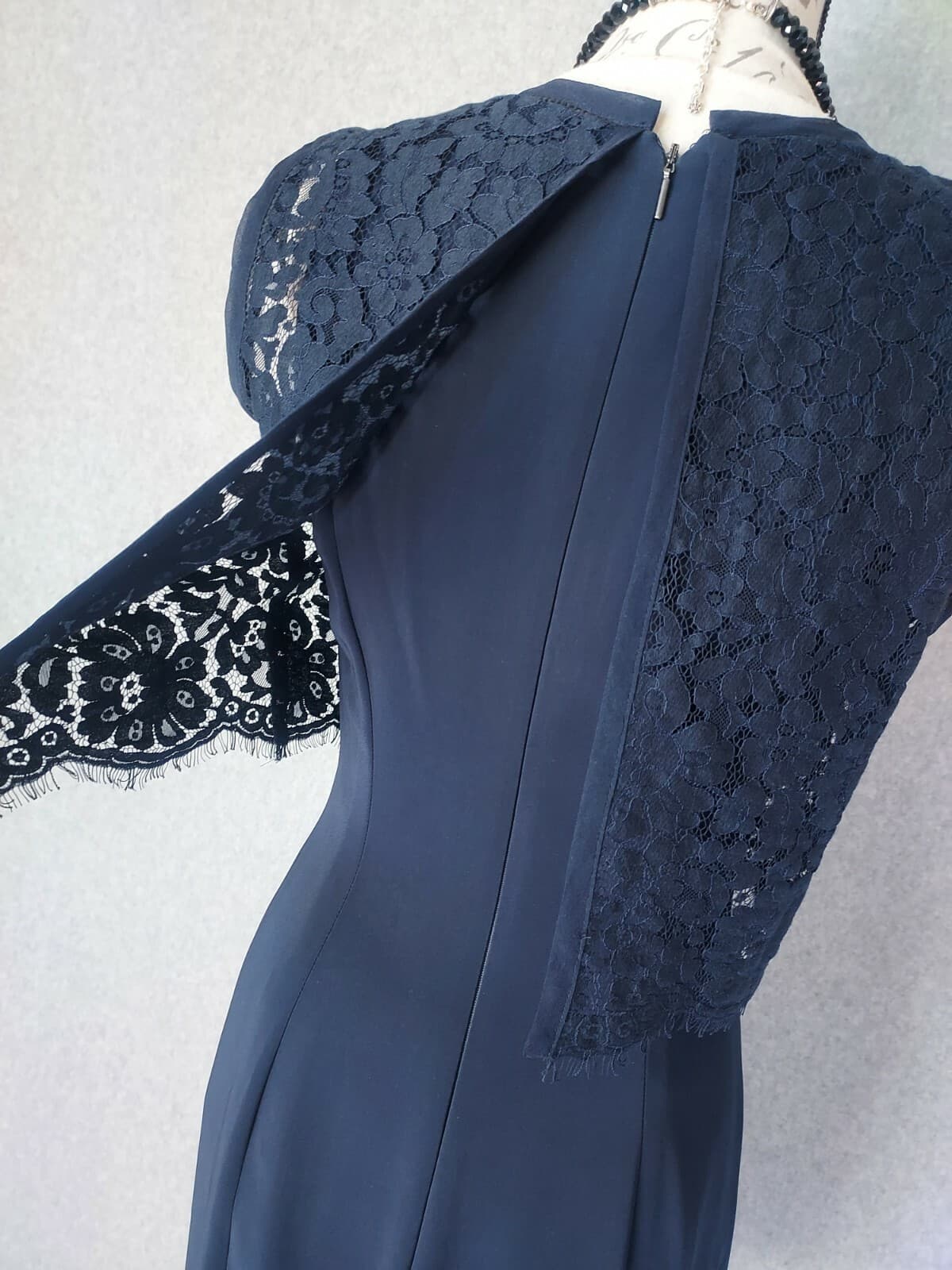 REBECCA TAYLOR Refined Suiting Lace Event Mini Dress Sleeveless Navy Blue Size 6 - Thumbnail 6