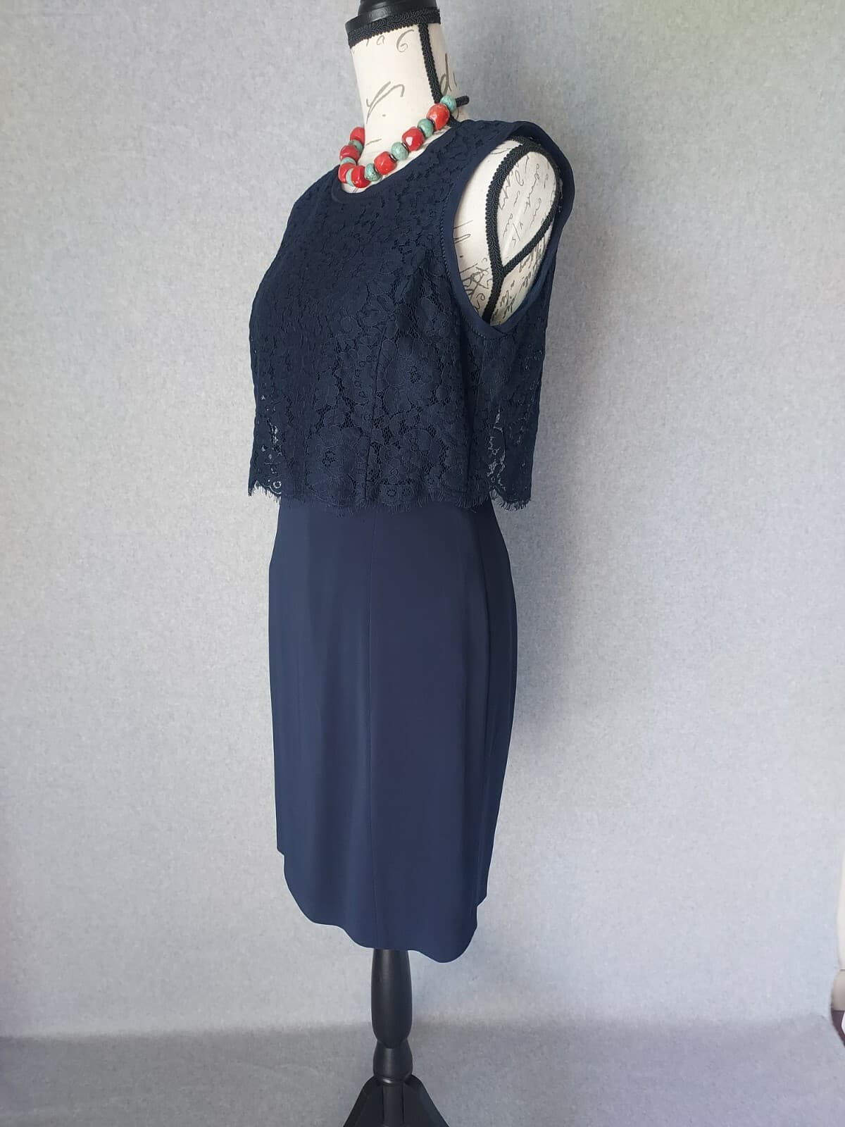 REBECCA TAYLOR Refined Suiting Lace Event Mini Dress Sleeveless Navy Blue Size 6 - Thumbnail 7