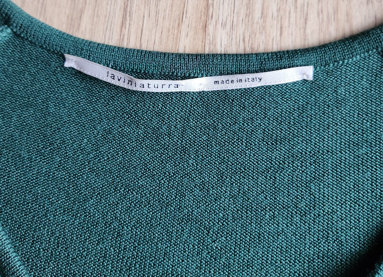 Laviniaturra Made in Italy 100% Merino Wool Sweater V-Neck Green Women's 44 - Thumbnail 7