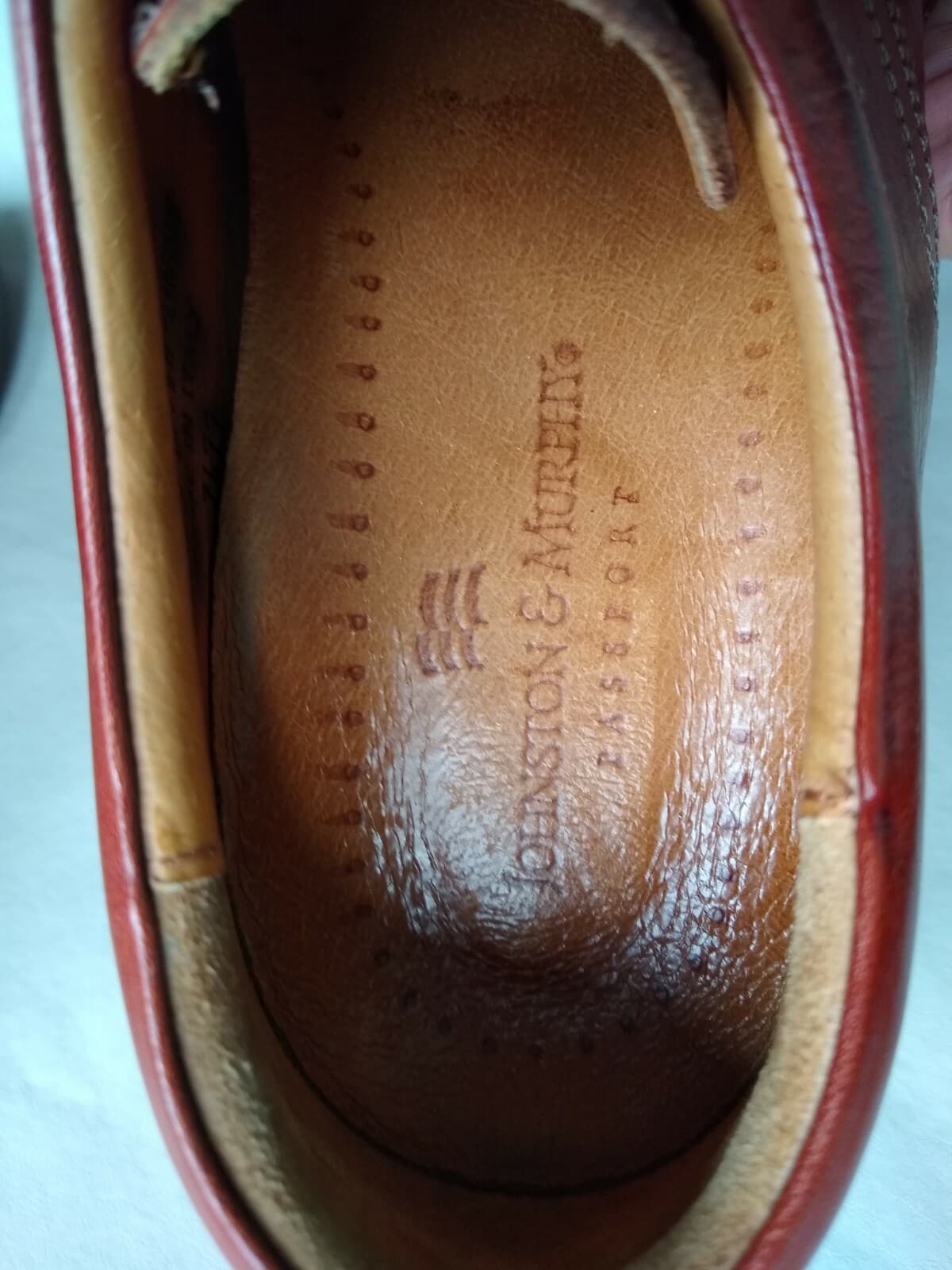 JOHNSTON&MURPHY Men Leather Cap Toe Shoes Made in Italy Lace-up Brown Sz.8 M - Thumbnail 5