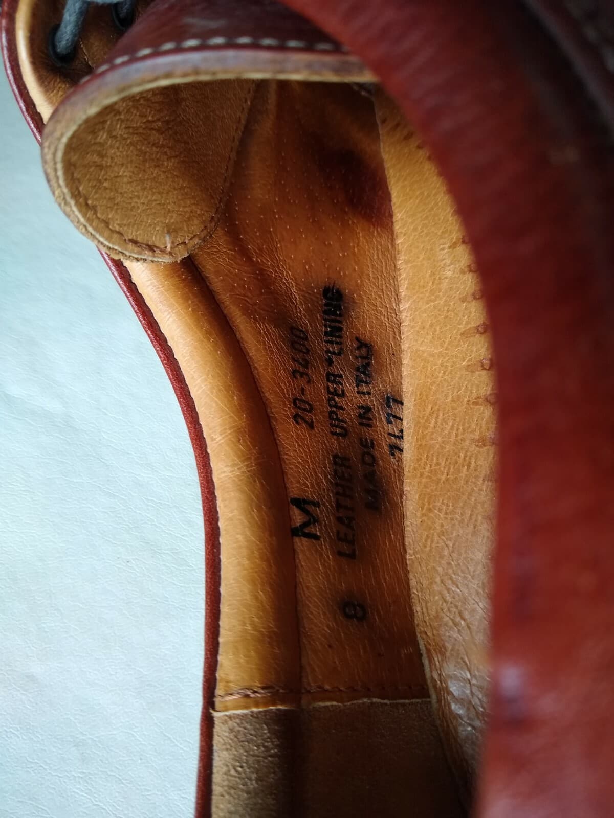 JOHNSTON&MURPHY Men Leather Cap Toe Shoes Made in Italy Lace-up Brown Sz.8 M - Thumbnail 6