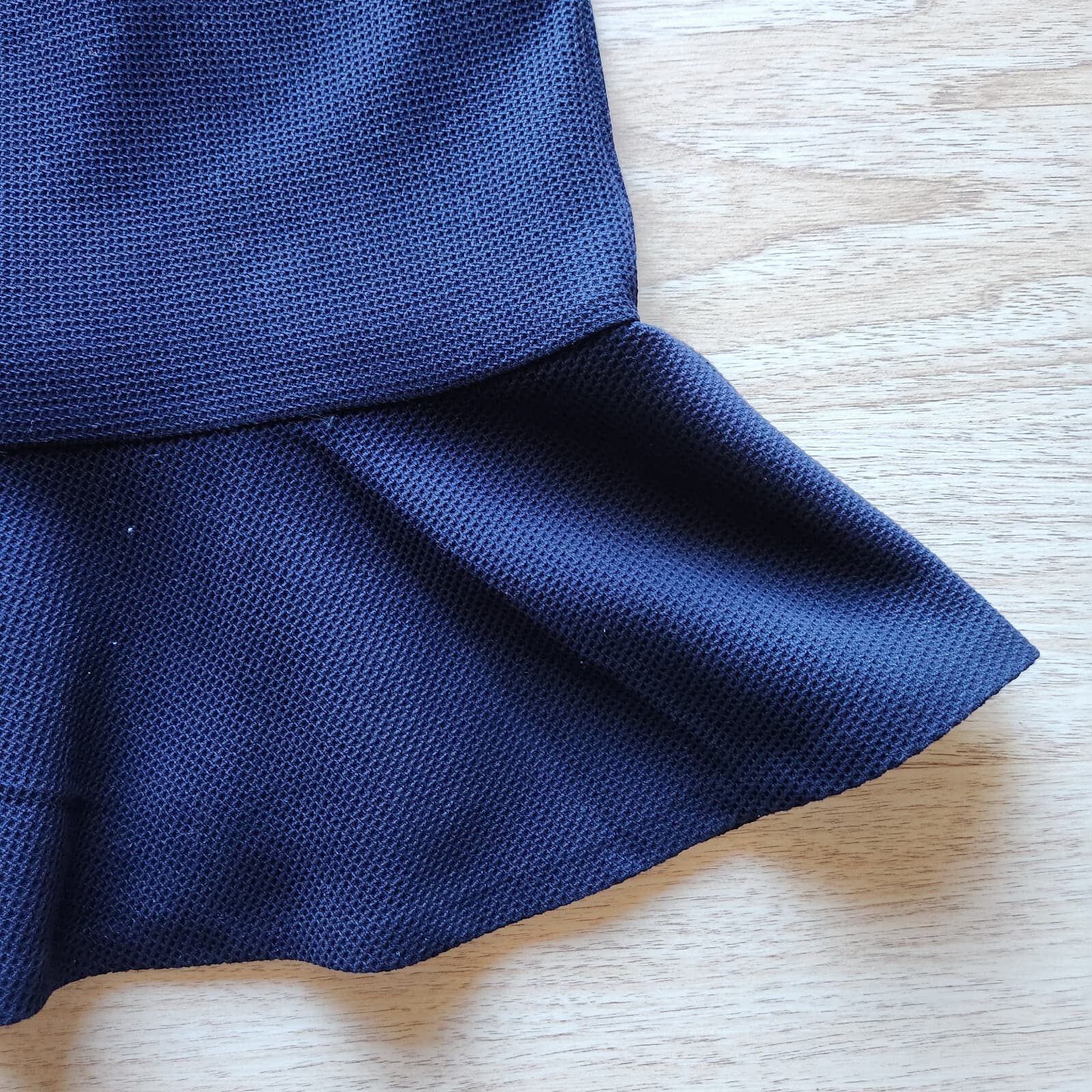 Talbots Midi Sheath Dress Peplum Hem Short Sleeve Textured Navy Blue Petites 12 - Thumbnail 8