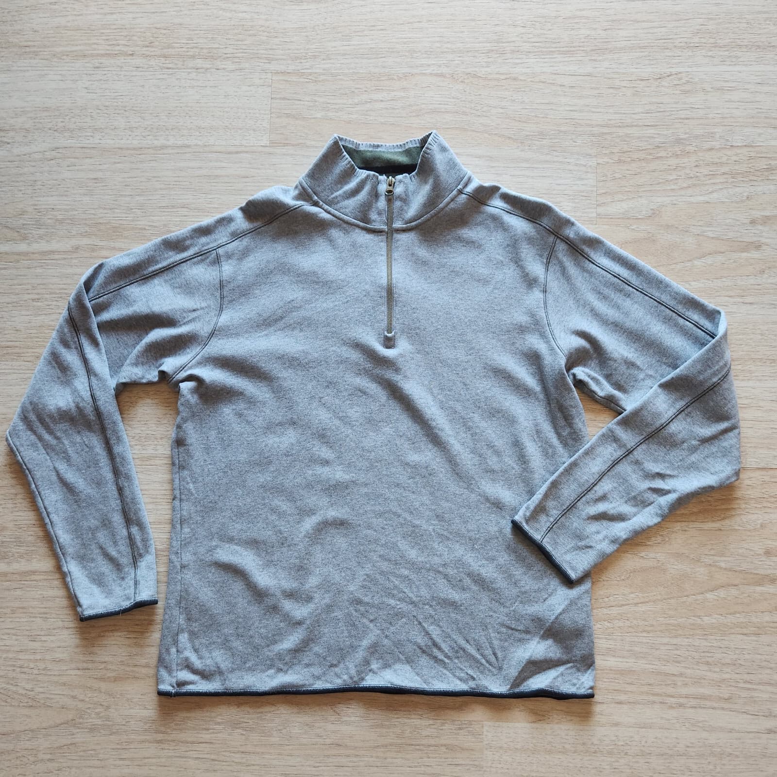 Robert Graham Elliot Quarter Zip Light Sweater Pullover 100% Cotton Grey Men's L - Thumbnail 2