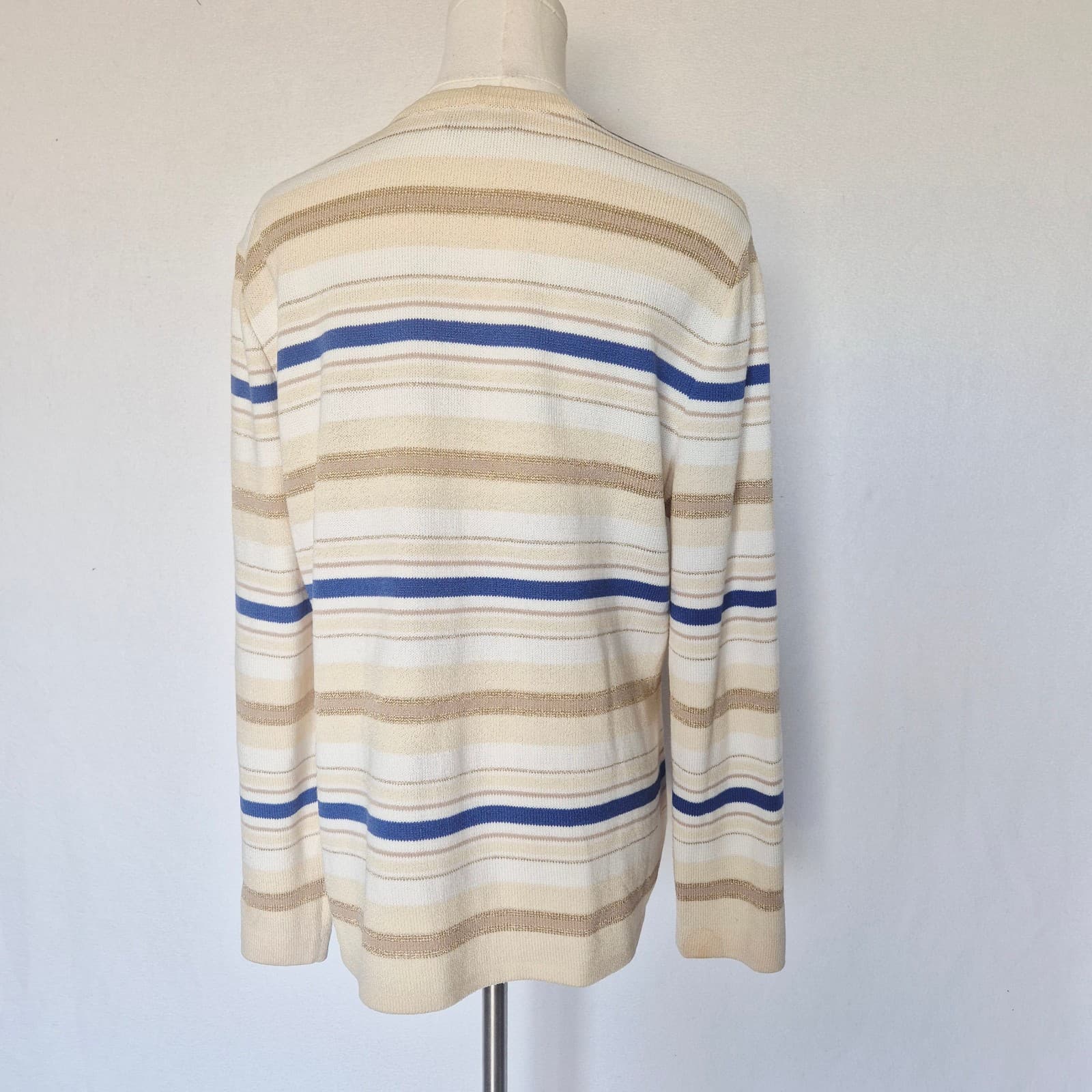 ST. JOHN SPORT Marie Gray Made in USA Santana Knit Cardigan Button Stripe Size M - Thumbnail 7