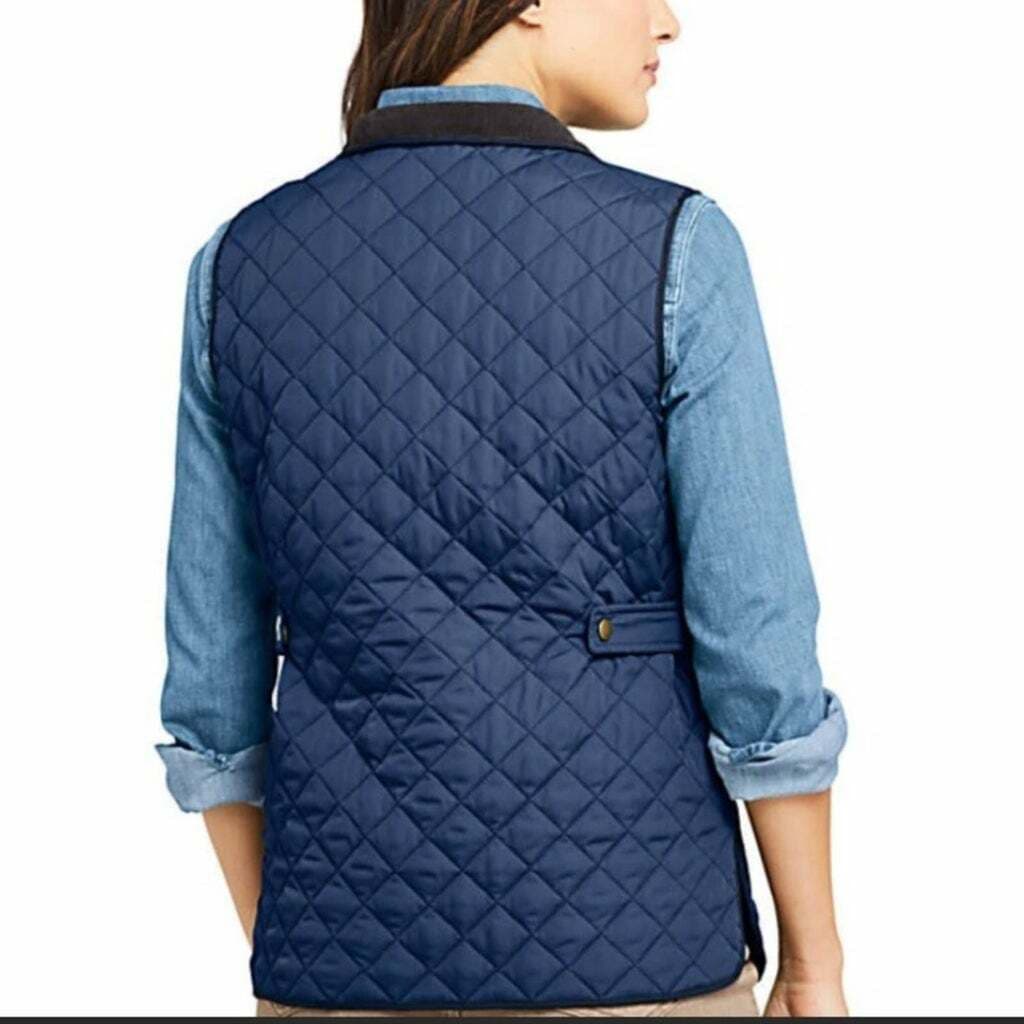 LANDS' END Quilt Insulated Vest Full-Zip Snap Pockets Navy Blue Women Small 6-8 - Thumbnail 5