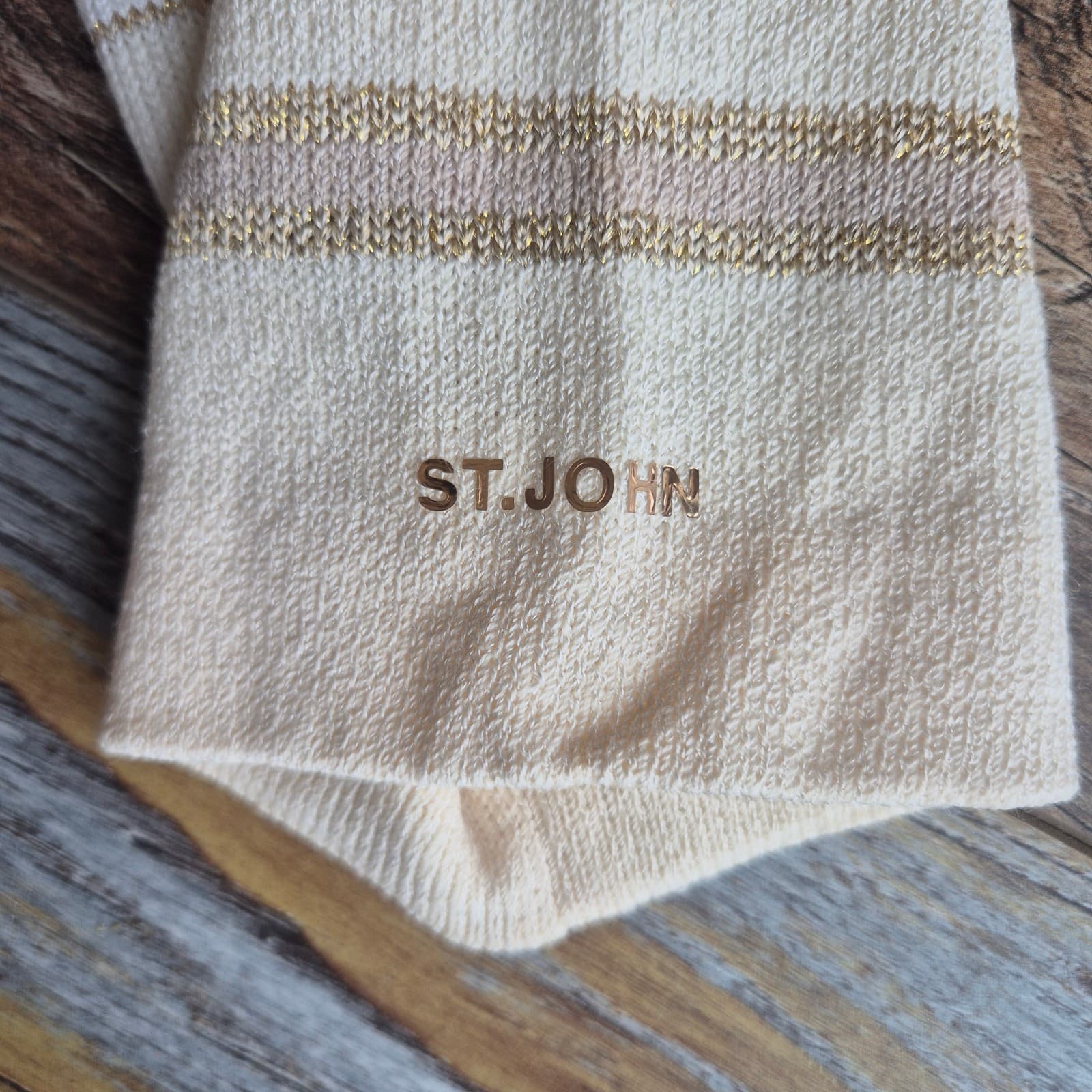 ST. JOHN SPORT Marie Gray Made in USA Santana Knit Cardigan Button Stripe Size M - Thumbnail 6