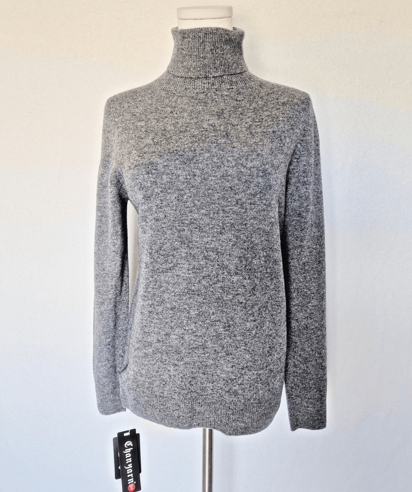 NWT Chanyarn 100% Superfine Merino Wool Turtleneck Sweater Grey Women's Small - Thumbnail 2