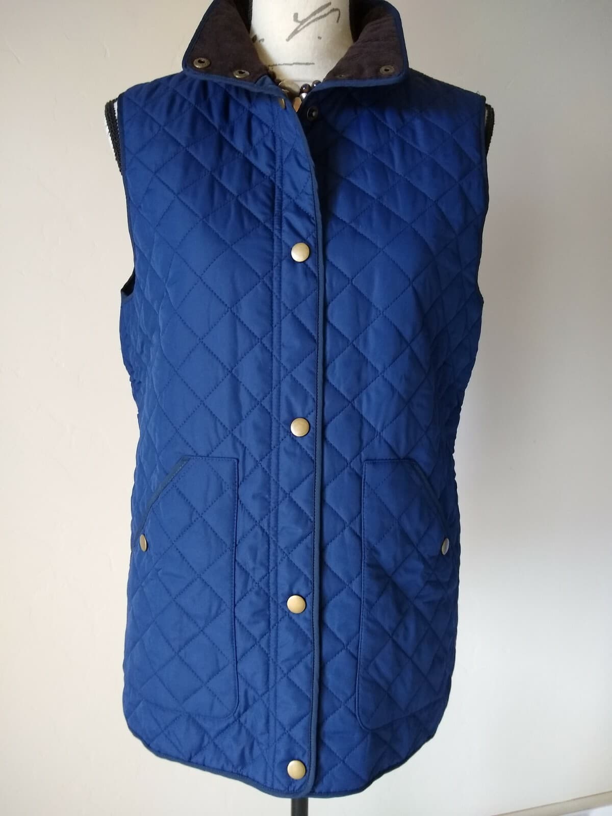 LANDS' END Quilt Insulated Vest Full-Zip Snap Pockets Navy Blue Women Small 6-8 - Thumbnail 2